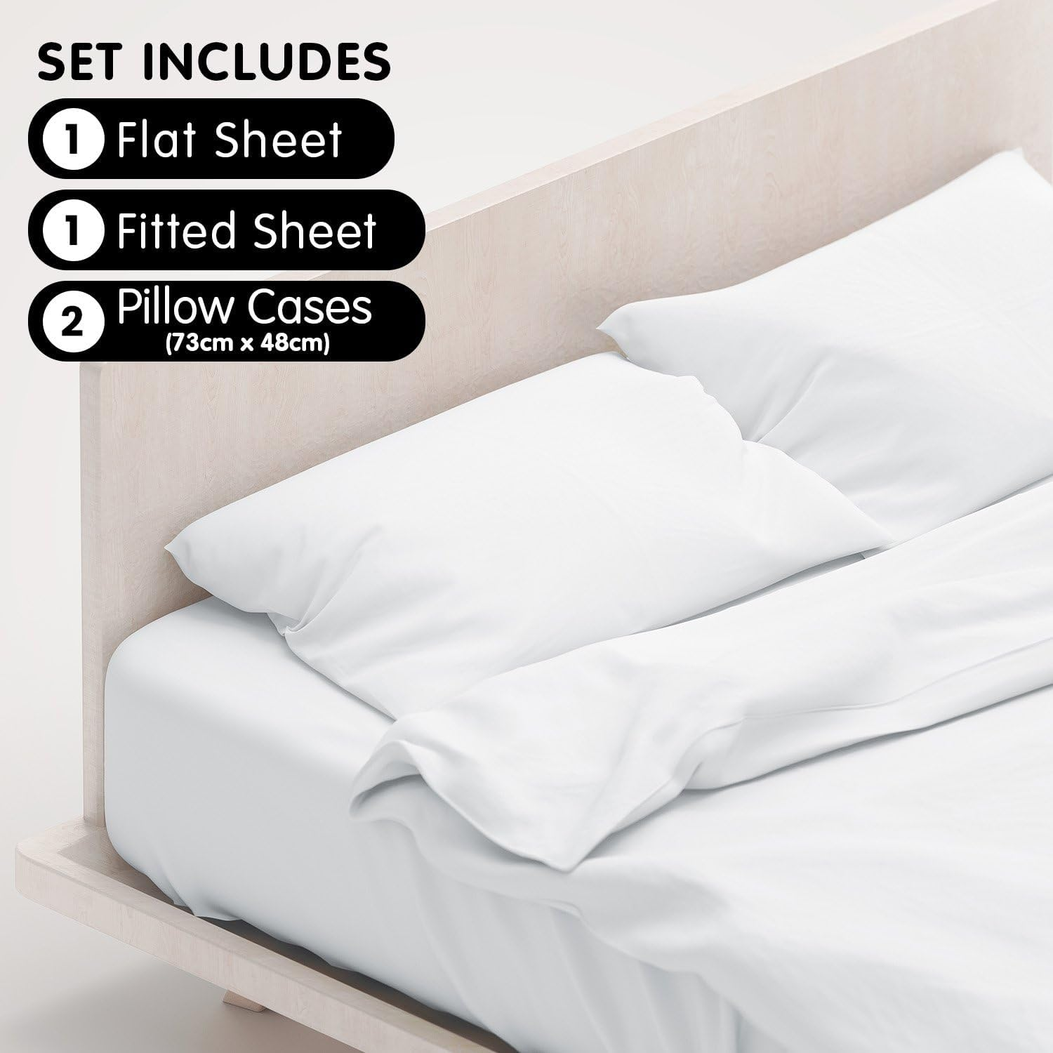 4Pc 1000 Thread Count Cotton Rich King Bed Sheet Set CVC Microfibre Blend in White image number 4