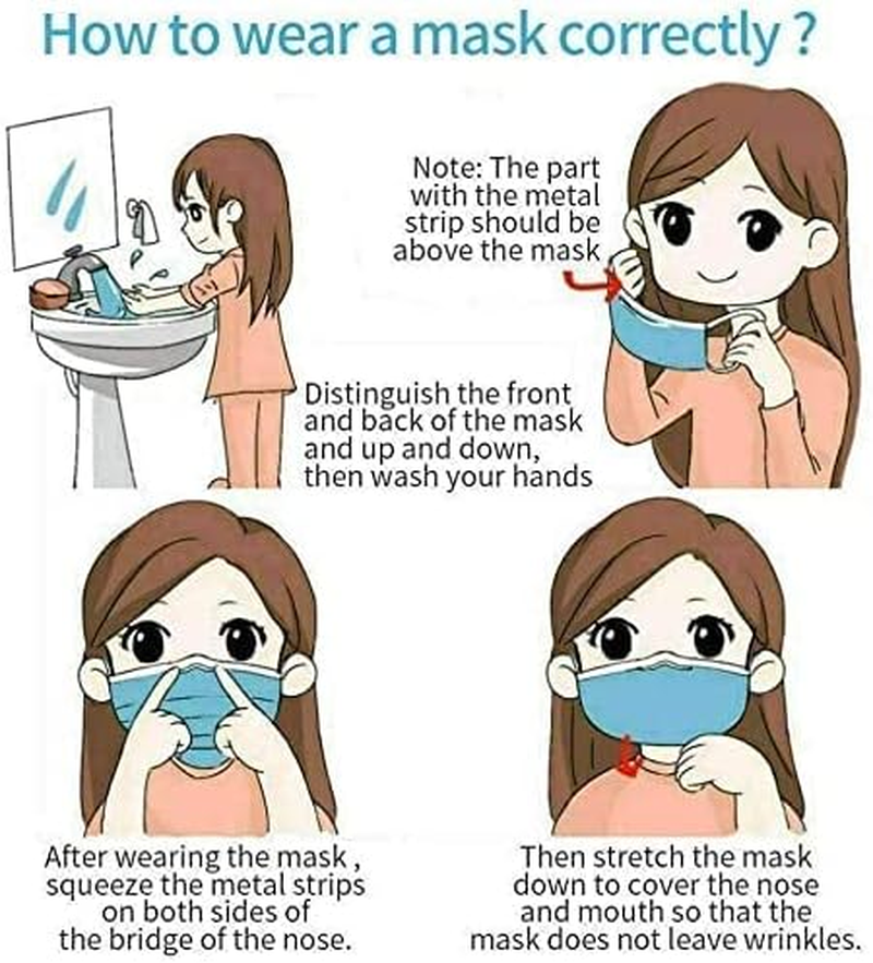 50 PCS KIDS Face Mask 3 Ply Breathable Ear Loops Disposable Masks Blue, Suitable for Aged 4-12 Years