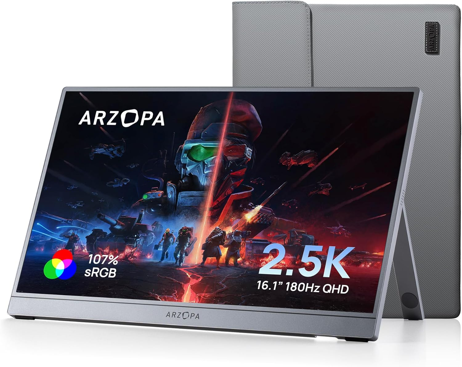 ARZOPA 16.1'' 180Hz 2.5K Portable Monitor, 2560X1440 QHD 107% Srgb Kickstand Portable Gaming Monitor with HDR, Ultra Slim, Eye Care, External Second Screen for Laptop, PC, PS5, Mac, Xbox - Z3FC image number 2