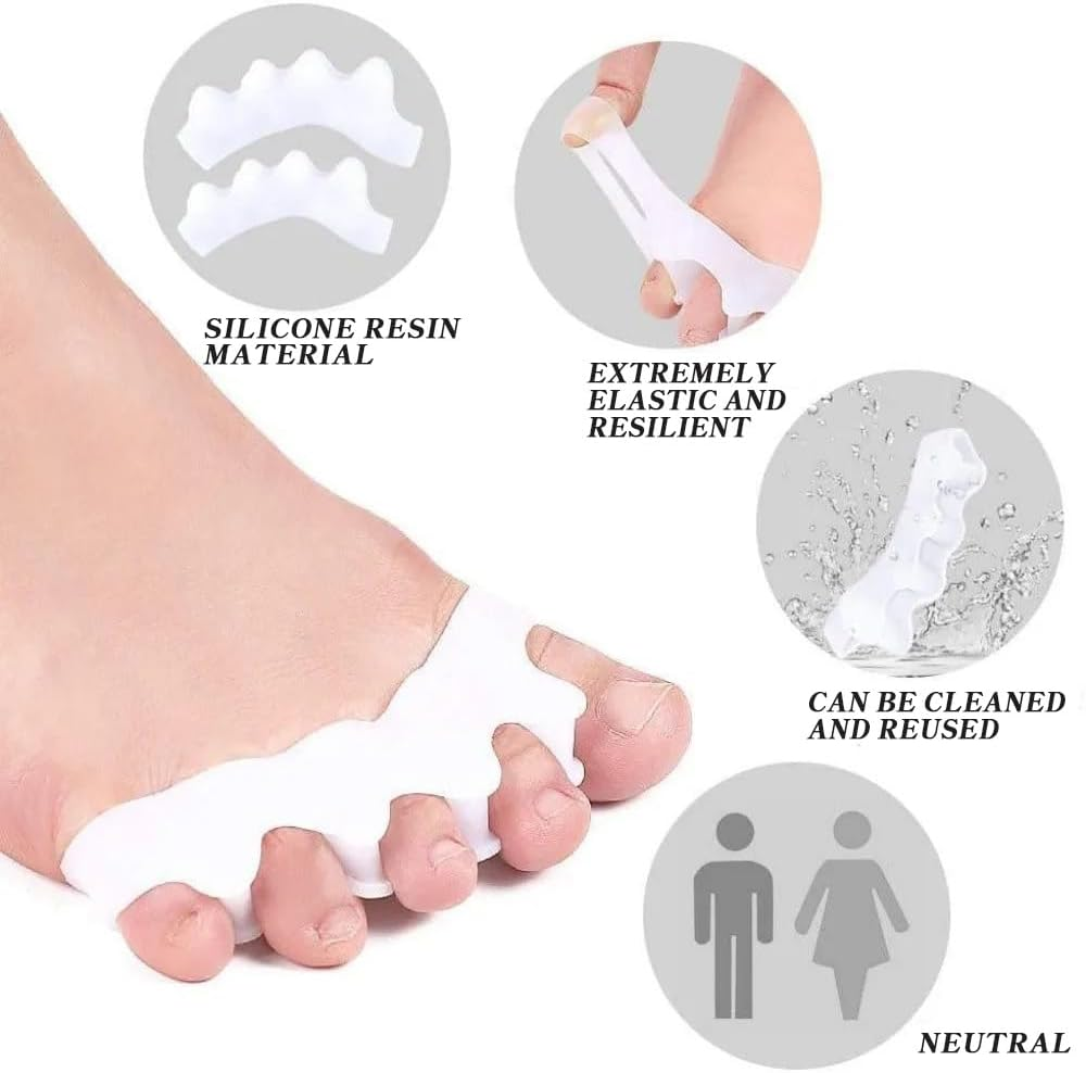 QISANKEE Silicone Toe Spacers, Toe Separators for Correct Toes Alignment, Soft Gel Toe Spacers to Correct Bunions and Restore Toes to Their Original Shape, Hammer Toe Straightener for Plantar Fasciitis for Women & Men