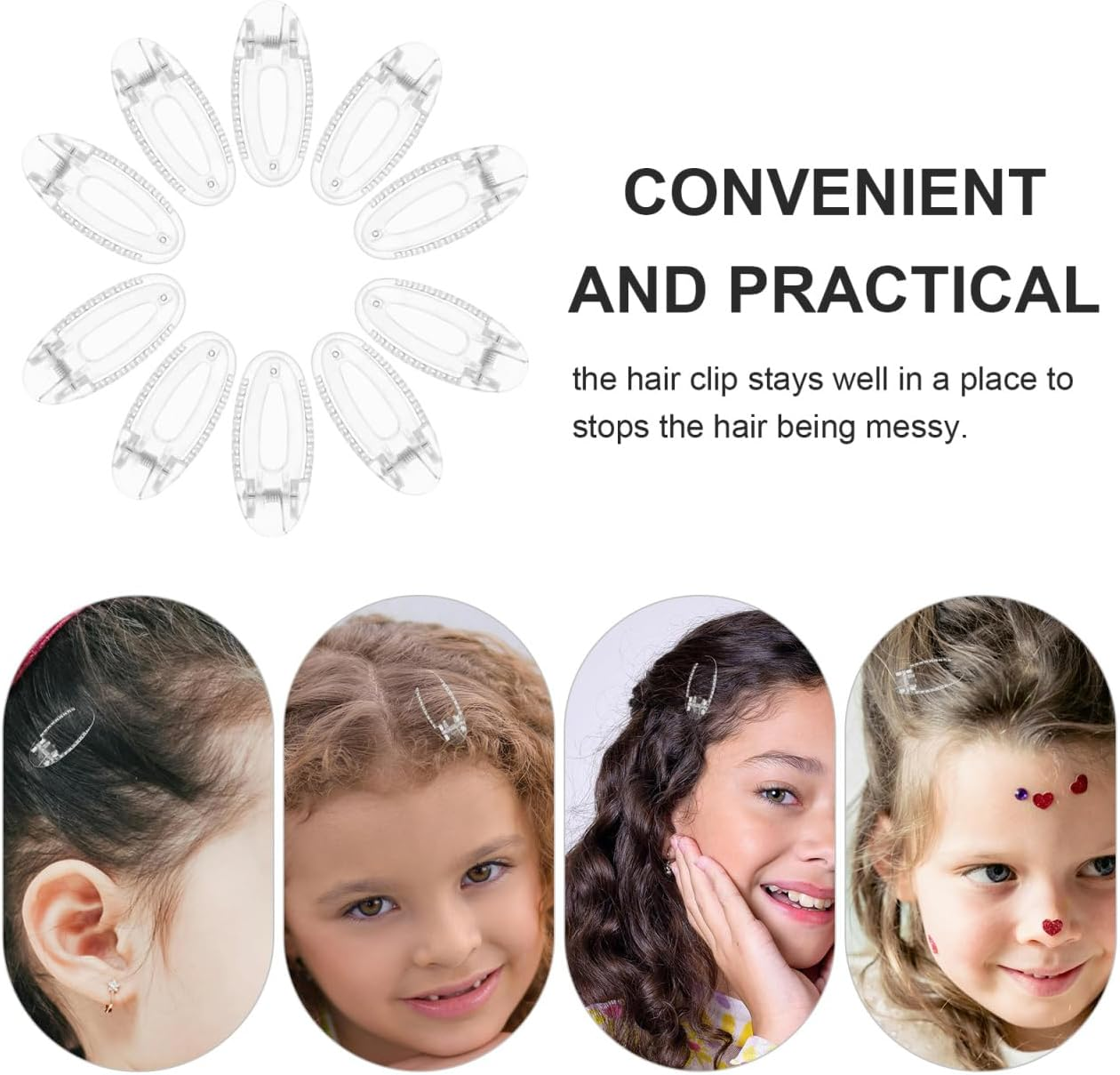 WOFASHPURET Pack of 20 Mini Hair Clips for Boys Girls Transparent Crocodile Hair Clips Large Non-Slip Clips in Oval Design for School Home and Parties image number 4