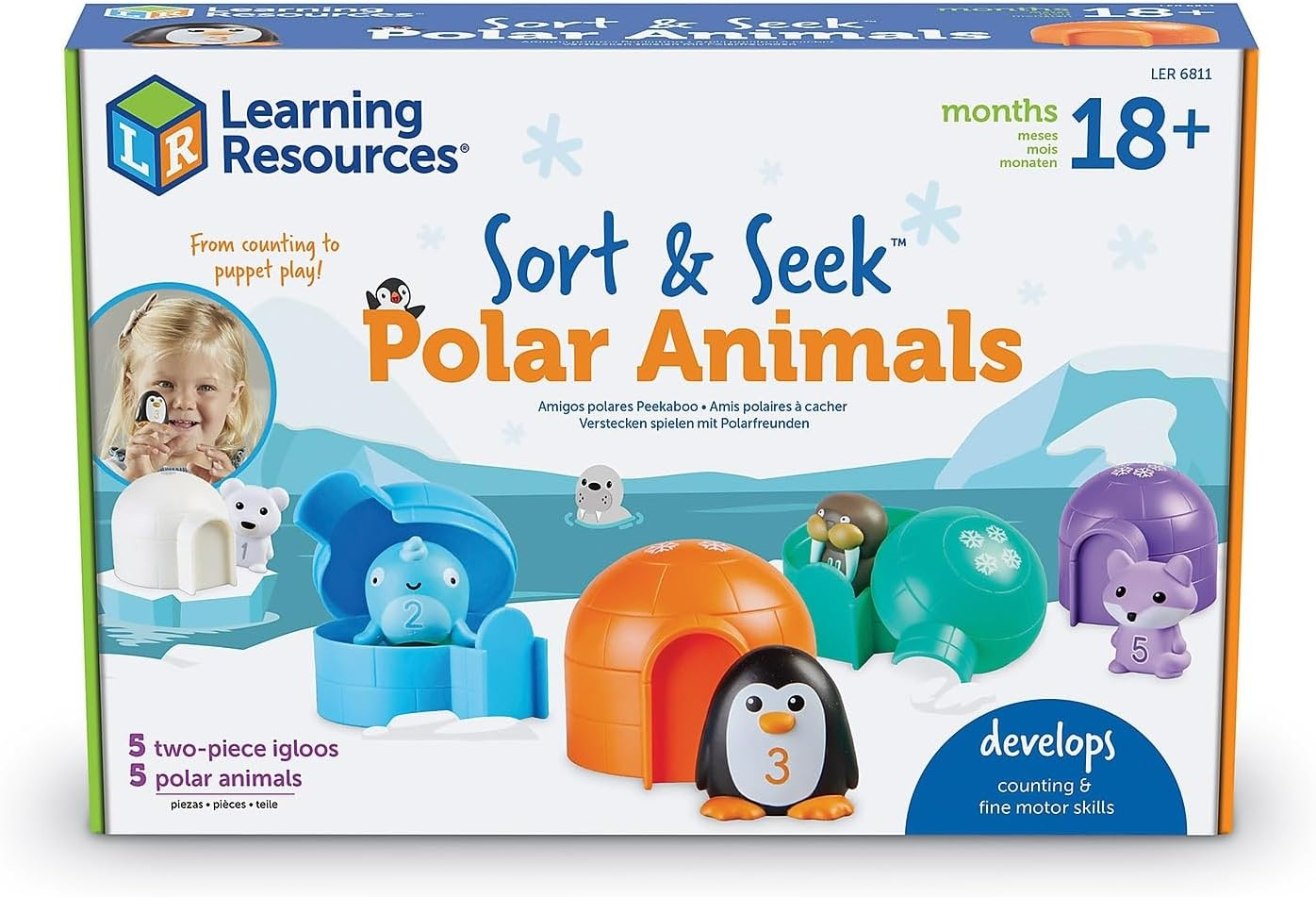 Learning Resources Sort & Seek Polar Animals, Toddler Activities, Educational Toys, Educational Toy Set Color, Teaching Toys, 15 Pieces, Age 18 Months+ image number 3