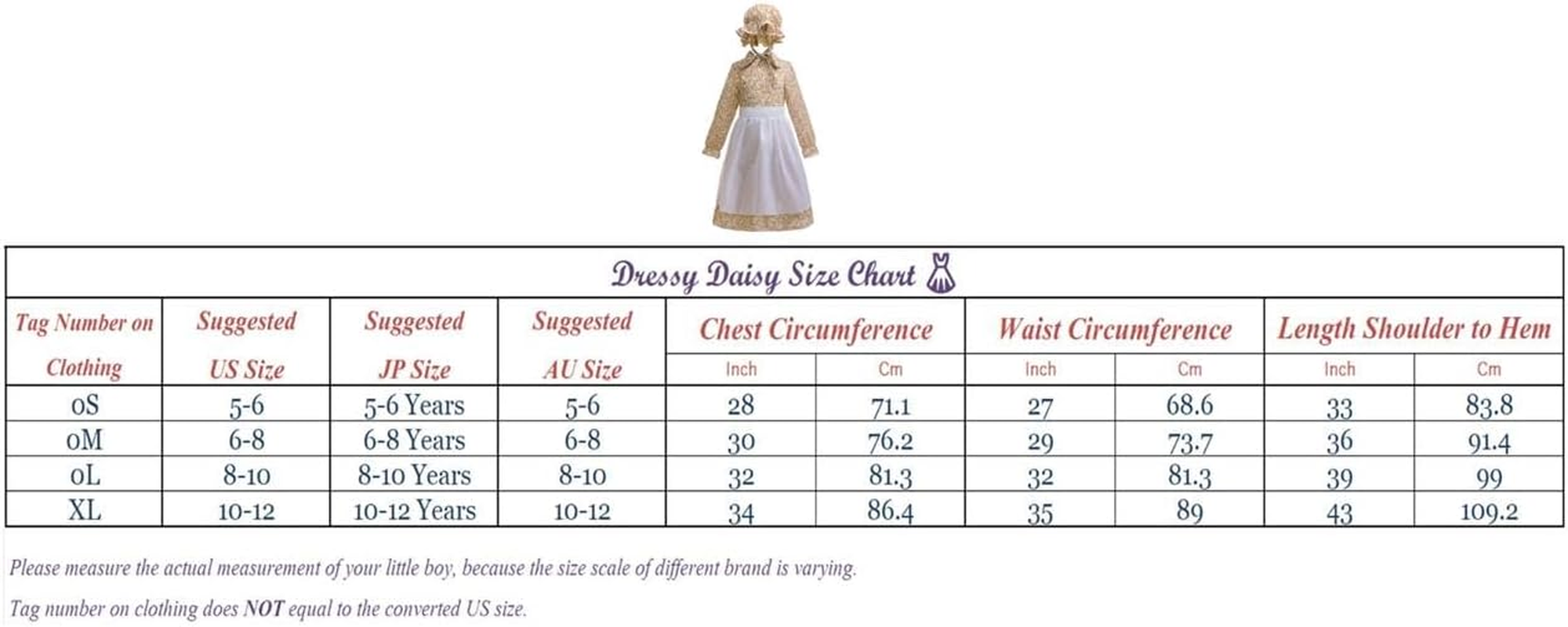 Dressy Daisy Pioneer Colonial Prairie Floral Dress Costume Clothing with Apron and Bonnet Hat for Little Girls Size 5-12 image number 1