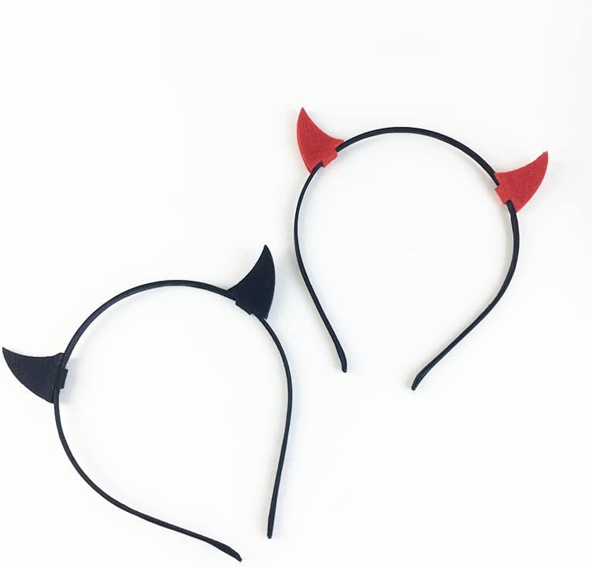 Guqqeuc Halloween Devil Horn Headband for Women Red Devil Horns Headbands for Girls Halloween Decor Hair Accessories for Halloween Cosplay Party Supplies, 2.0 Count