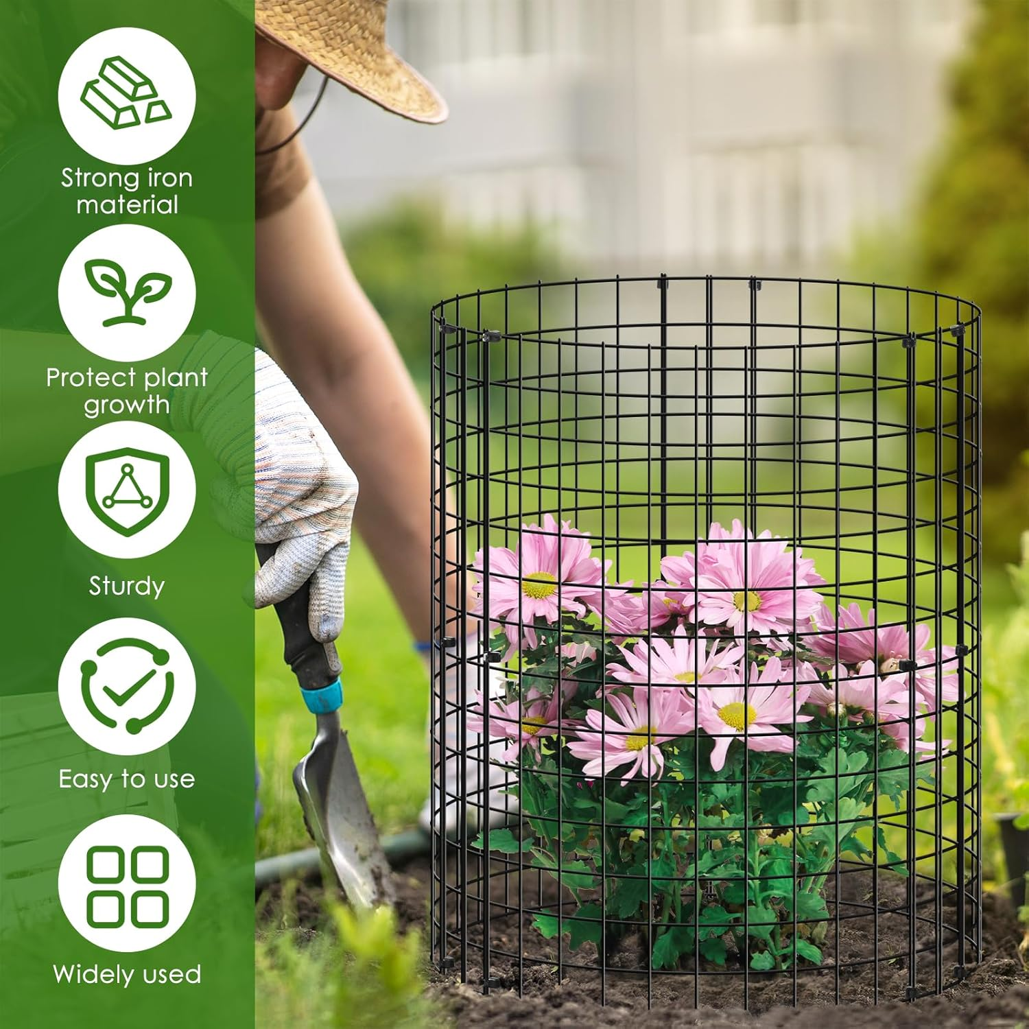 15Pcs Plants Protector from Animals 13.7Inch Metal Mesh Plants Cages to Keep Animals Out Rustproof Garden Protection Covers for Indoor Outdoor Garden Zjmcajy(Blackish Green,15) image number 3