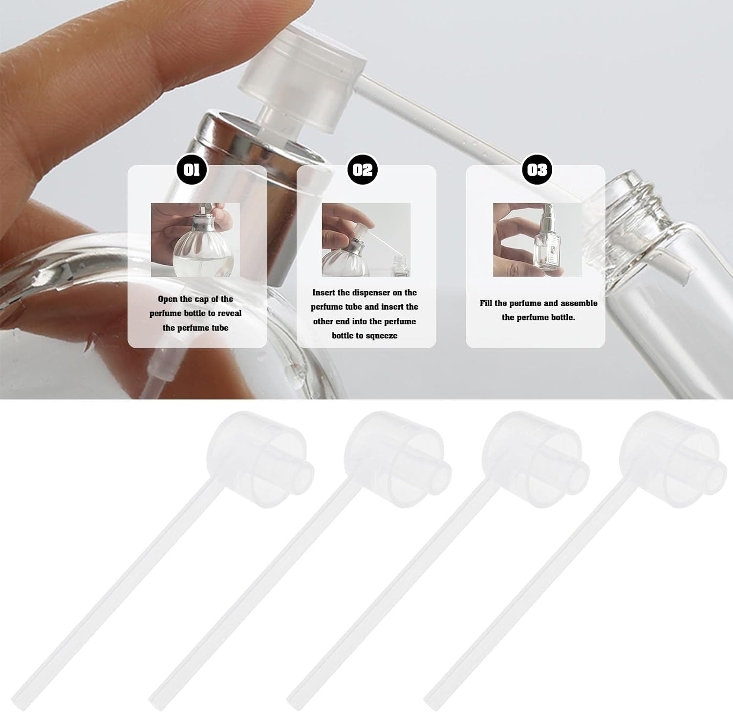 Ecsing 30Pcs Perfume Refill Pump Replacement Perfume Dispenser Pump Cosmetic Dispenser Pump Transfer Tool Accessories for Spray Bottle image number 5