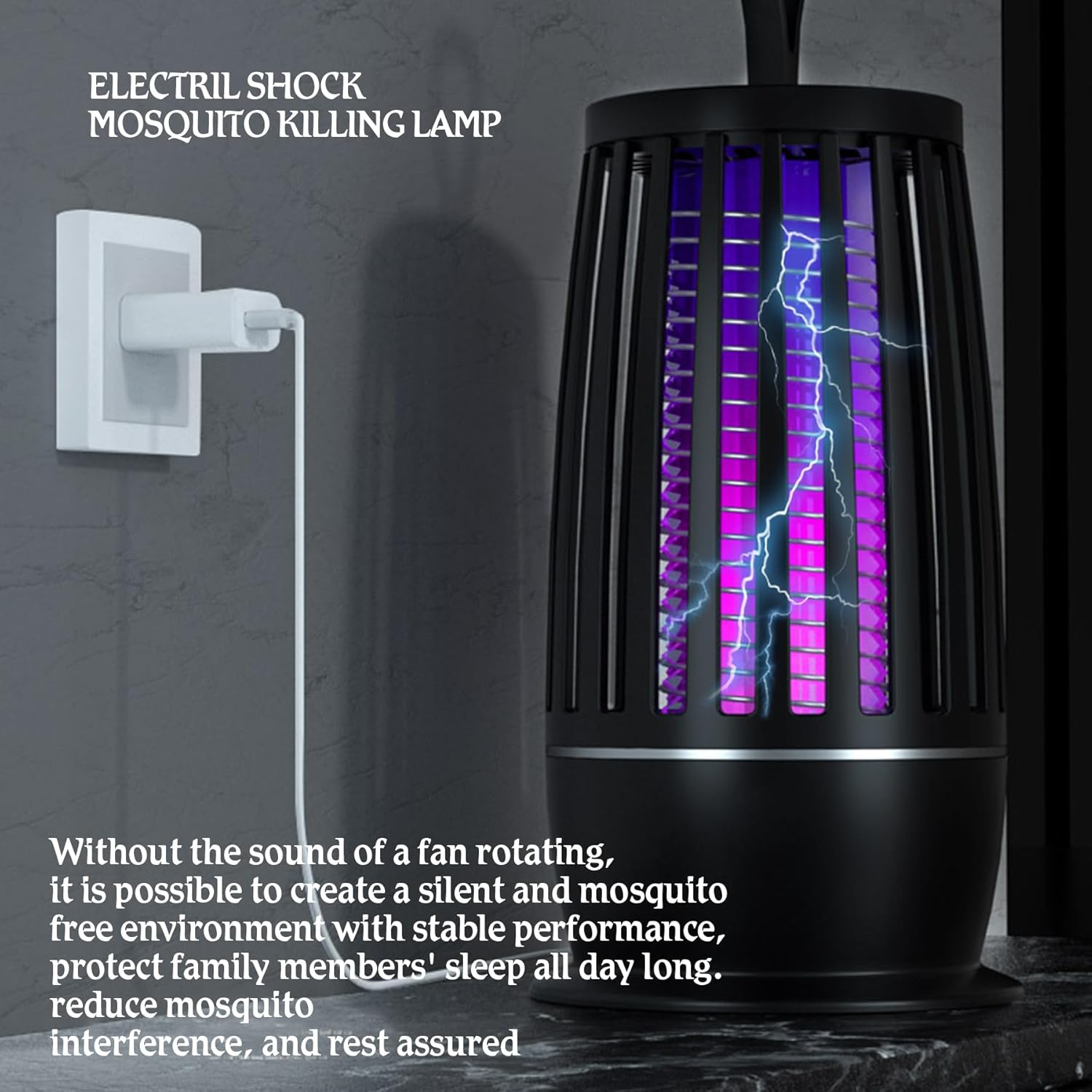 Electric Fly Catcher, Portable Bug Zapper,1200Mah Rechargeable Mosquito Killer, 2 in 1 Killer with UV Lamp and Lighting Lamp,360&deg; Attract Zap Flying Insect for Patio Bed Office Camping image number 5