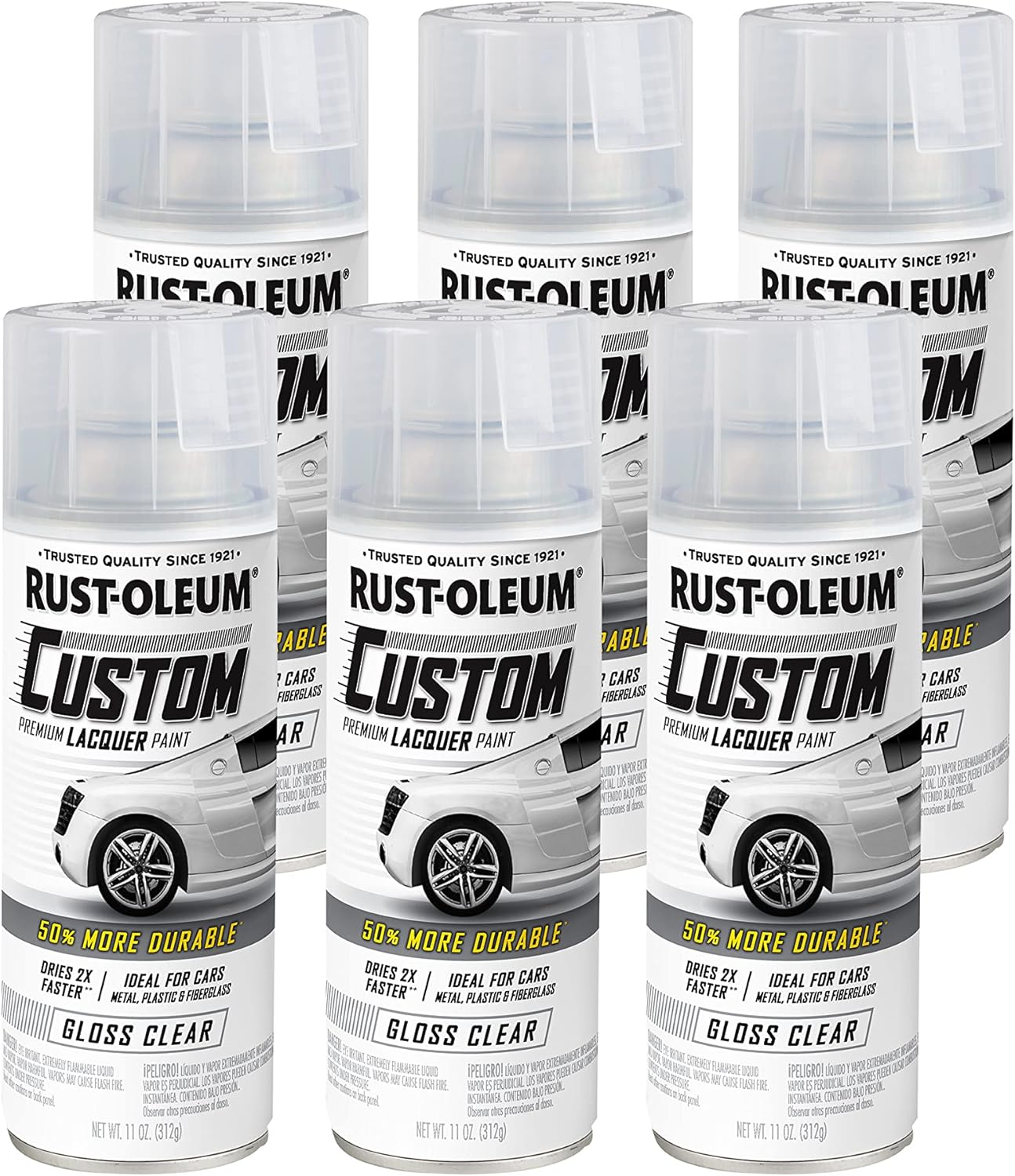 Rust-Oleum Custom Gloss Lacquer Spray Paint &ndash; Clear, 311G | Fast-Drying Protective Top Coat for Automotive, Metal & Plastic Surfaces