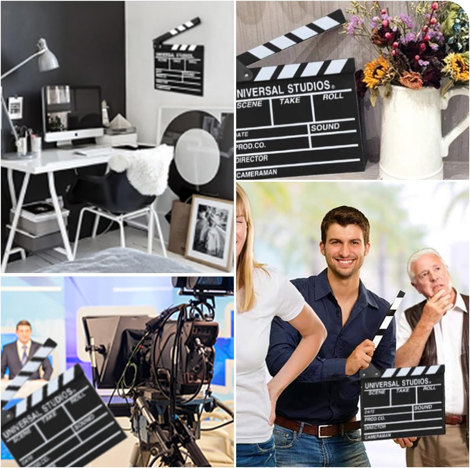 30 * 27CM Wooden Movie Film Clap Board, Writable Movie Clapboard, Professional Directors Clapboard Film Clapper, Cut Action Scene Board, Movie Clapboard Props Board for Movies Films Photo (Large) image number 5