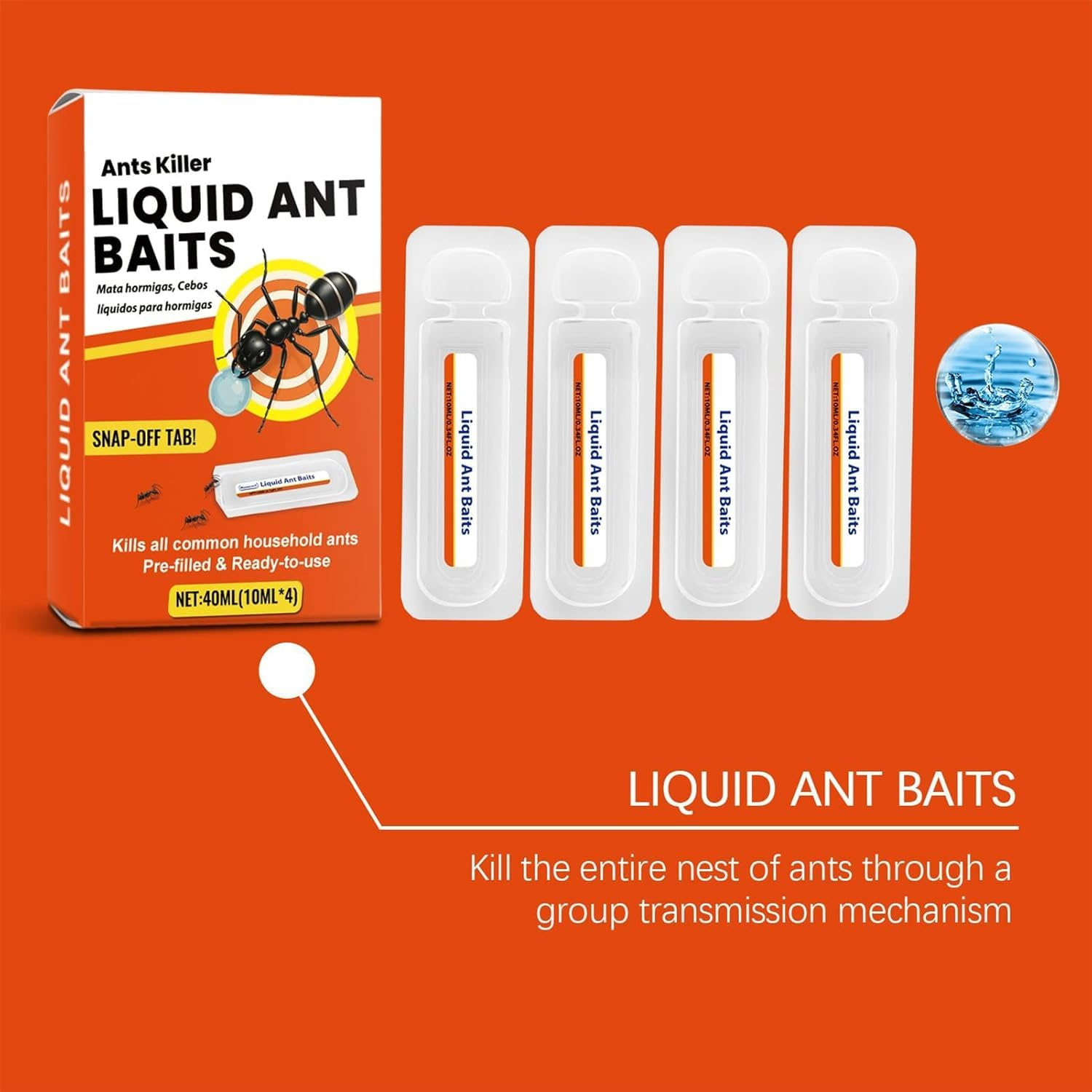 Ant Killer Bait Stations Lawn Plant Care, Liquid Bait to Eliminate Ants - Bait System, Effective Indoor Ant Control (4 Tablets) image number 3