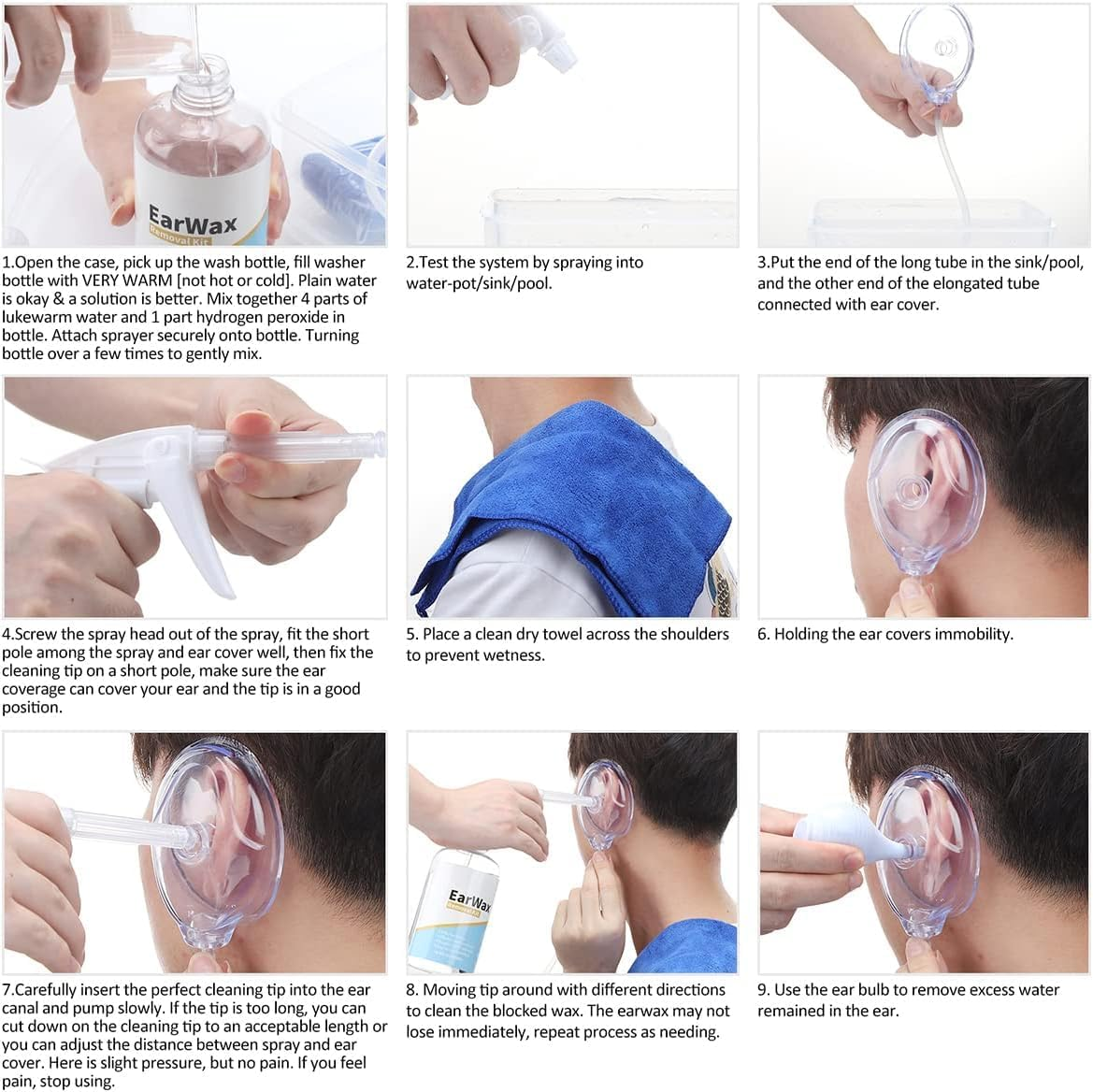 Ear Wax Removal Tool, Ear Cleaning Kits Safe Ear Irrigation Kit Ear Flush Kit for Adults Kid, Ear Wax Washer System Easy to Operate, Includes Basin, Syringe, Towel and Disposable Tips image number 2