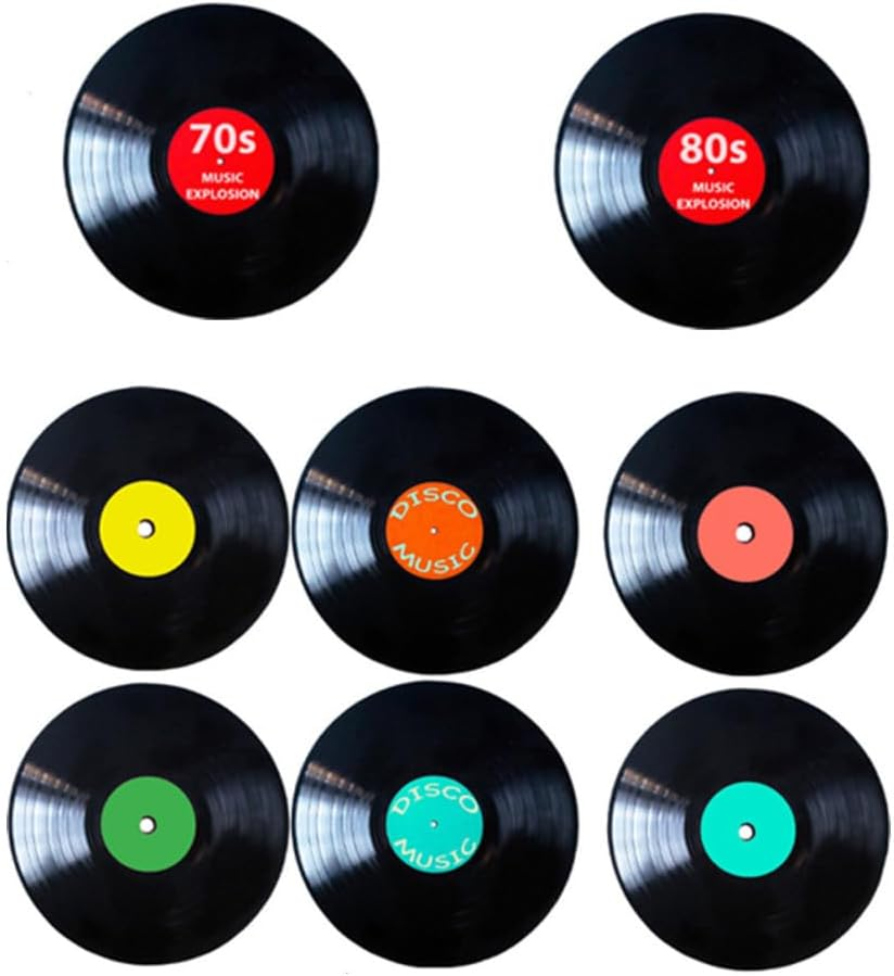 GYWHOOFT 8 PCS Blank Vinyl Records Decor, 20.7CM Wall Collage Kit Aesthetic Pictures, CD Album Cover Posters Bedroom Decor for Teens Boys Girls, Rock and Roll Music Party Decorations image number 2