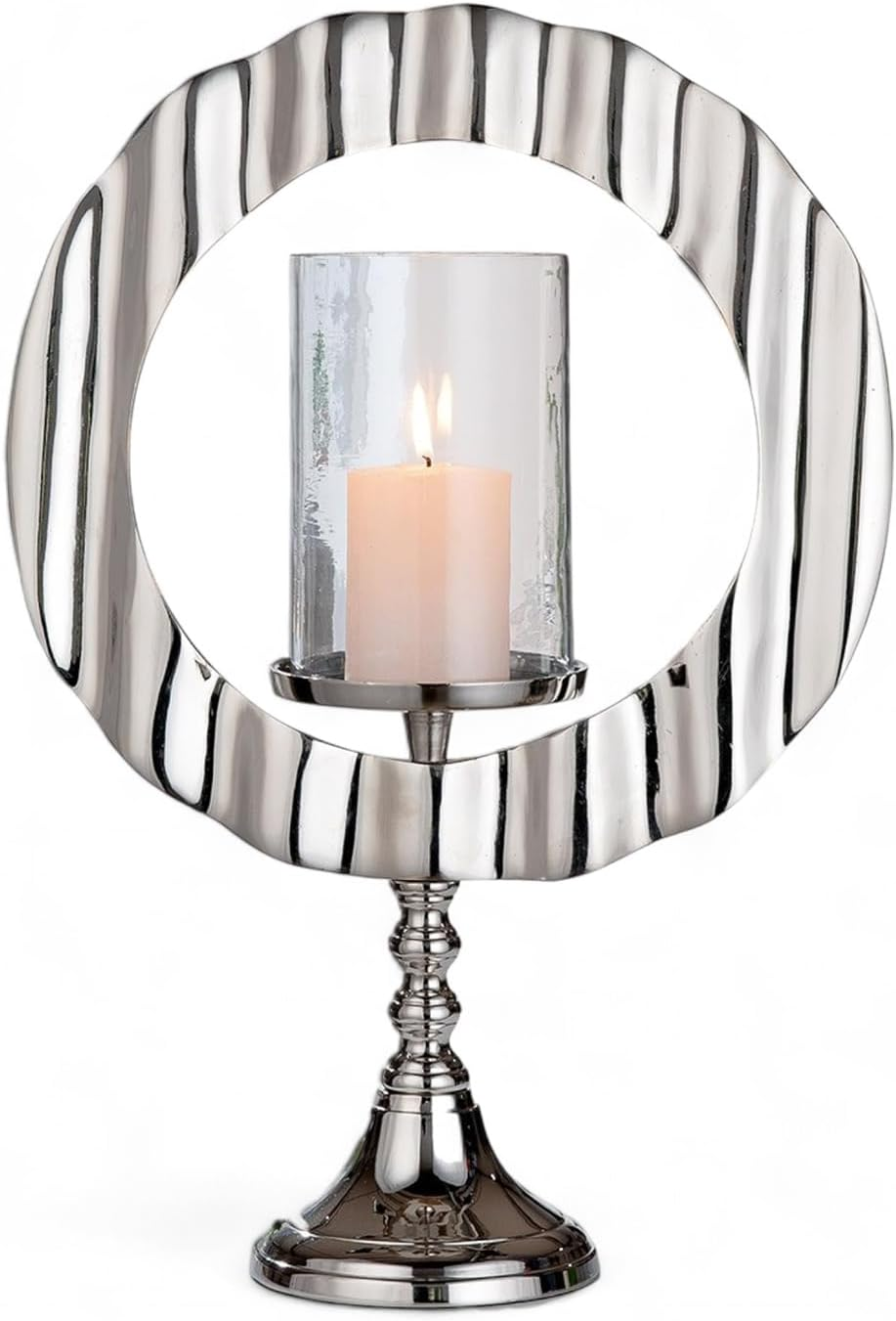 Casablanca Set of 2 Galano Lanterns Made of Stainless Steel and Glass - Rose Gold - Shiny - Height 38 Cm X Width 16 Cm - Candle Holder