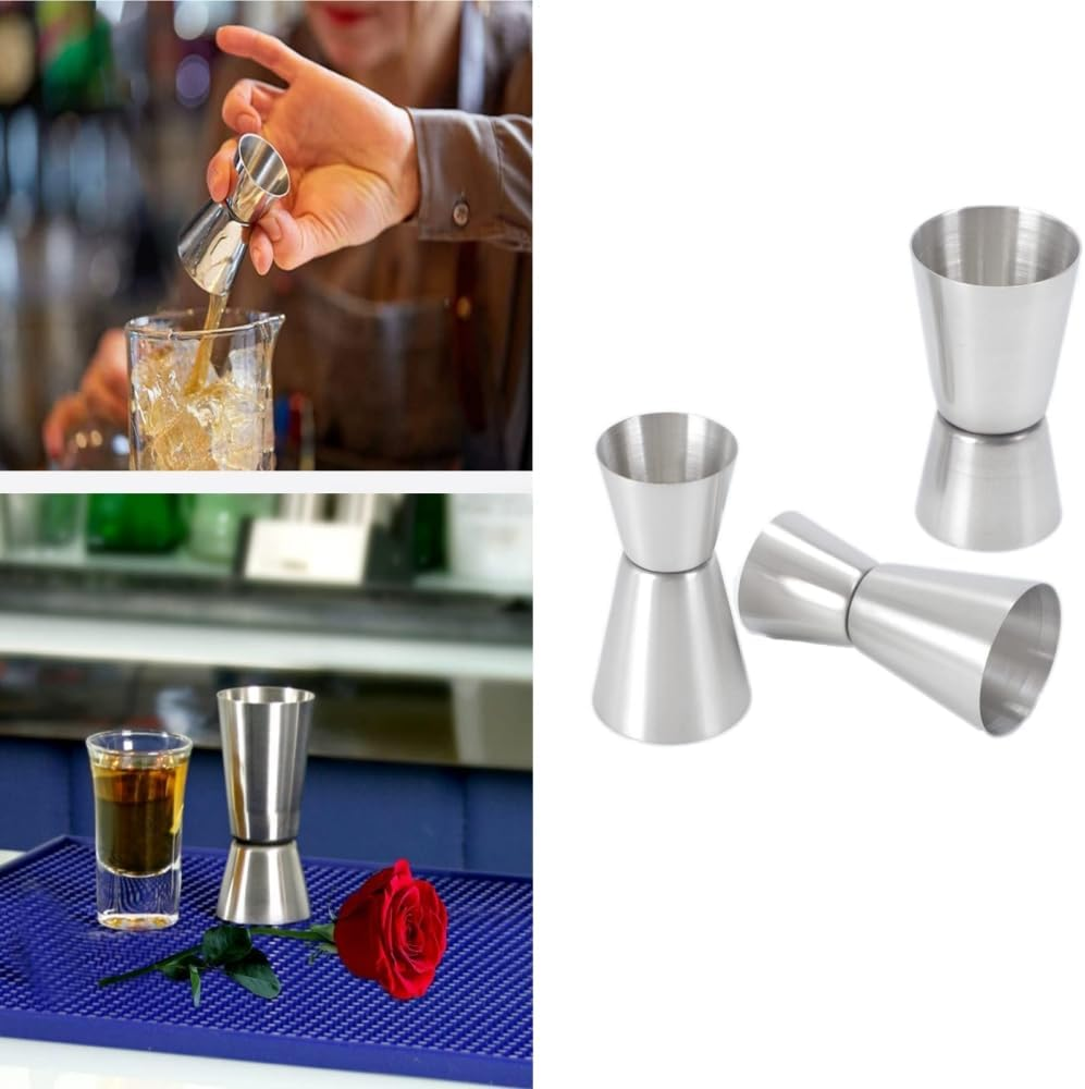 Changyeah Stainless Steel Spirit Measure, 3 PCS Double Jigger Shot Measure 15/30Ml 20/40Ml 25/50Ml Dual Drinks Measuring Cups for Bar Home Bartender Party Wine Drink image number 1