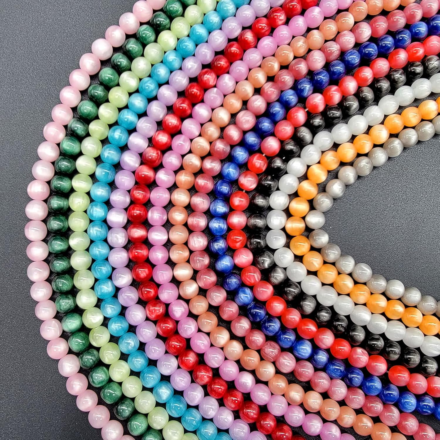 8Mm Cat'S Eye round Beads - Jewelry Making Kit Set of 600Pcs in 15 Vibrant Colors, DIY Bead Craft for Bracelets Necklaces Earring image number 5