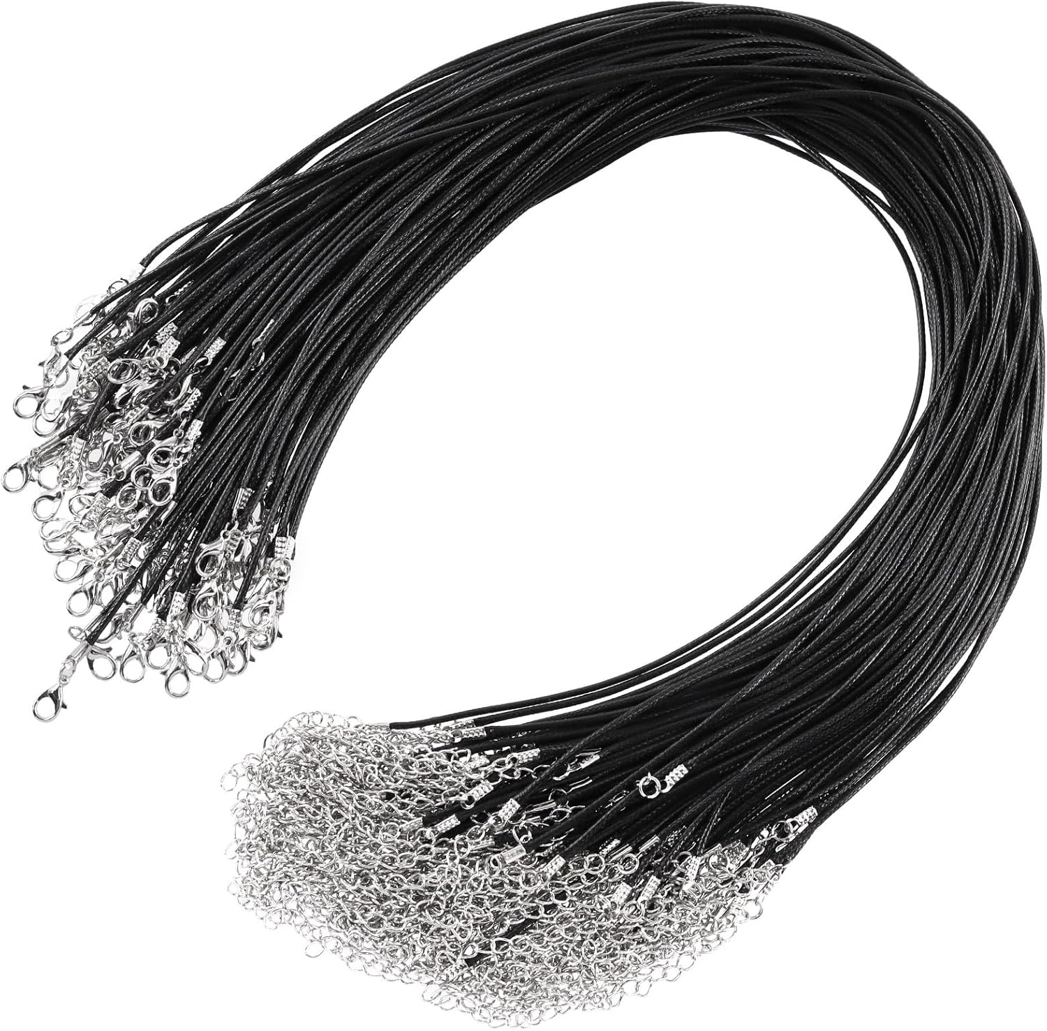 Swpeet 100Pcs 19" 1.5Mm Multicolor Waxed Necklace Cord Bulk with Clasp Necklace Rope String for Necklace Bracelet Jewelry Making Accessories, DIY Bracelet Pendant image number 5