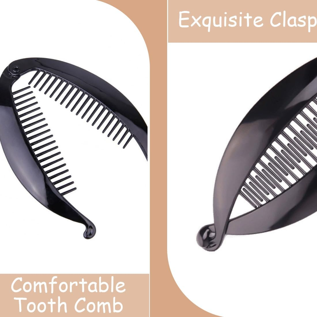 Pack of 8 Vintage Fishtail Hair Clips, Banana Clip, Fishtail Hair Clip, Non-Slip Hair Clip, Curly or Straight Hair, for Decoration or Solid Hair