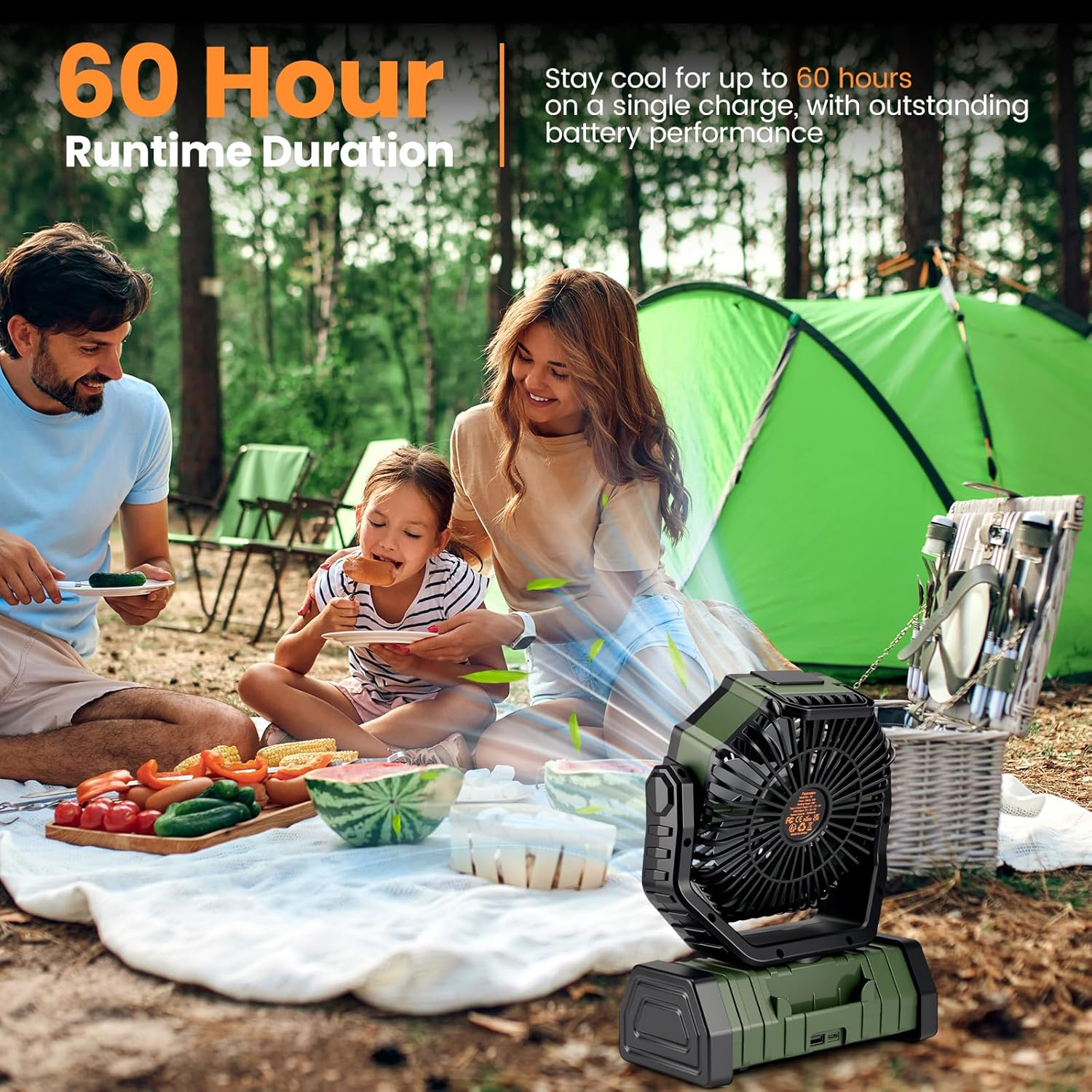 Minimighty Camping Fan 20000Mah Portable Rechargeable Fan for Camping with LED Lantern, Desk Fan 4 Speeds, Timer & Power Bank Function for Travel Outdoor Fishing Office RV image number 5