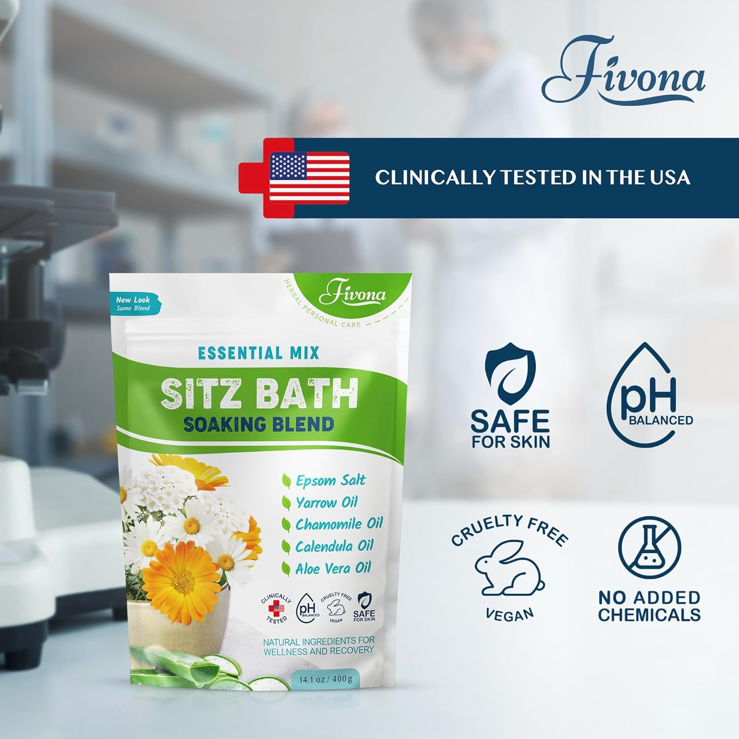 Fivona All Natural Sitz Bath Soaking Blend - Epsom Salt with Pure Essentials Oils - for Hemorrhoid, Fissure, Postpartum Care, Bartholin Cyst Treatment - Essential Mix for Self Care - 14.1 Ounces image number 6