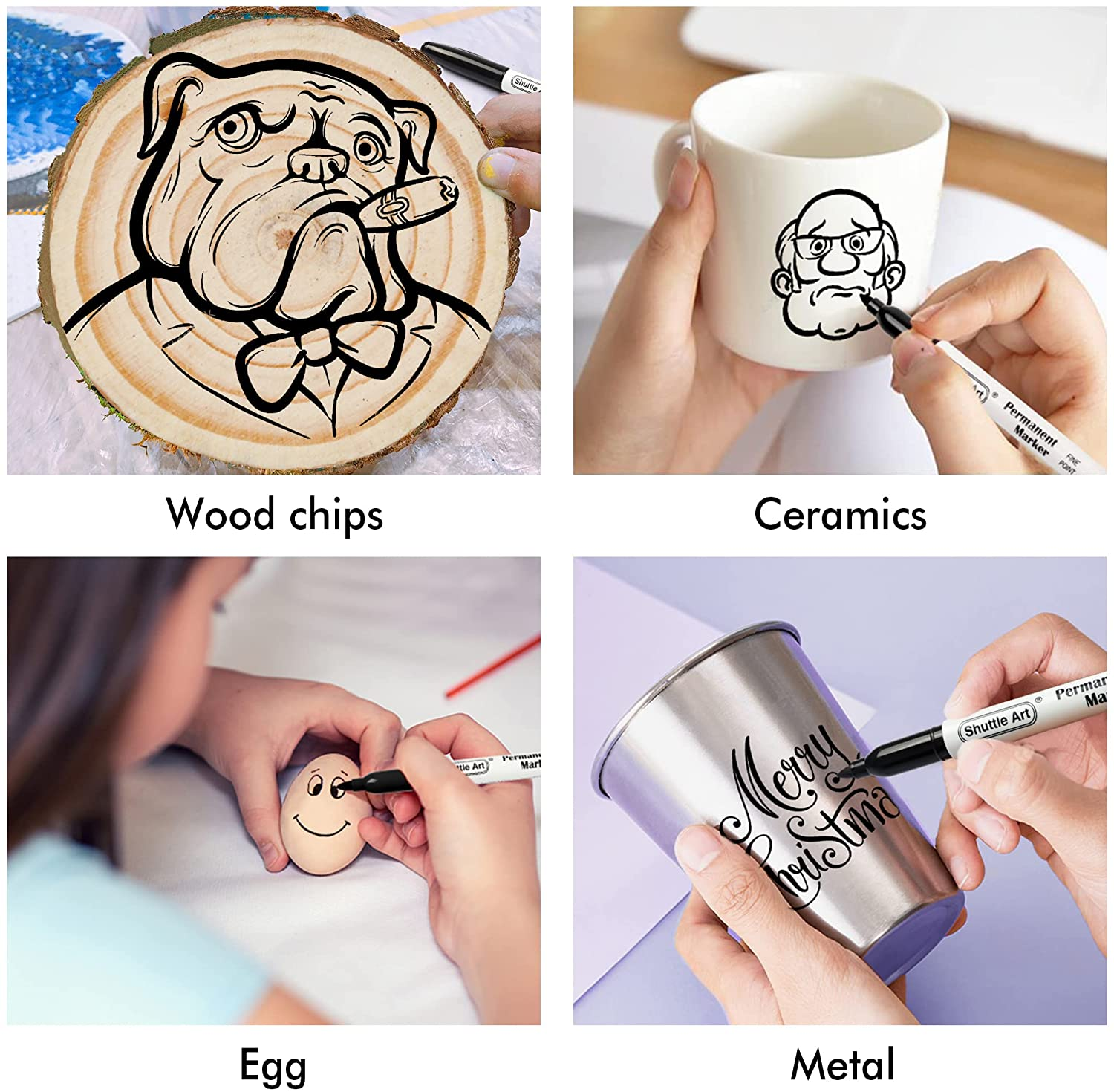 Shuttle Art Permanent Markers, 70 Pack Black Permanent Marker Set,Fine Point, Works on Plastic,Wood,Stone,Metal and Glass for Doodling, Marking