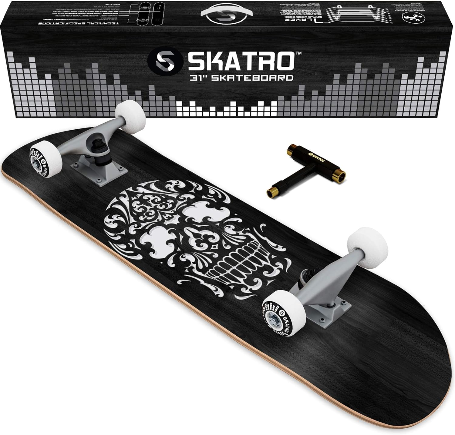 Skatro - Pro Skateboard 31" Complete Skateboard. Skate Board Ages: Adults, Boys, Girls, Beginners, and Kids