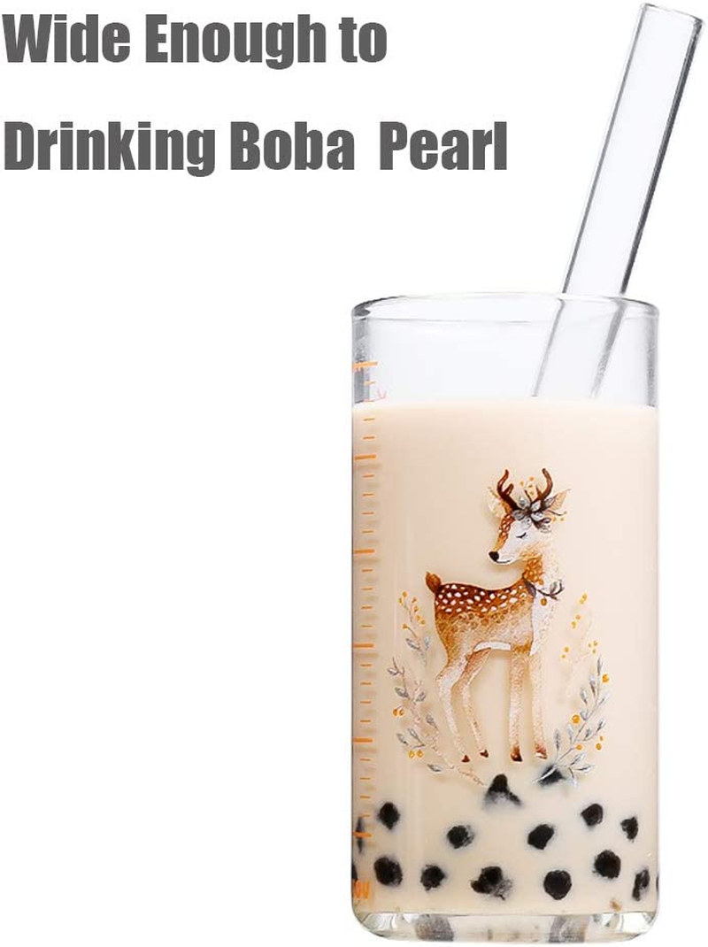 ALINK Glass Boba Straws, 14Mm Extra Wide Clear Straws for Smoothies, Bubble Tea, Pack of 4 with Carrying Case and 2 Cleaning Brush image number 5