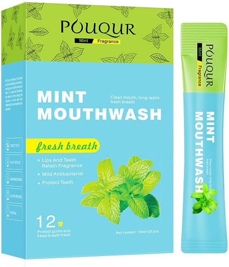 Mint Mouthwash, Fresh Breath, 20Pack Single-Use Sachets, 10Ml image number 2
