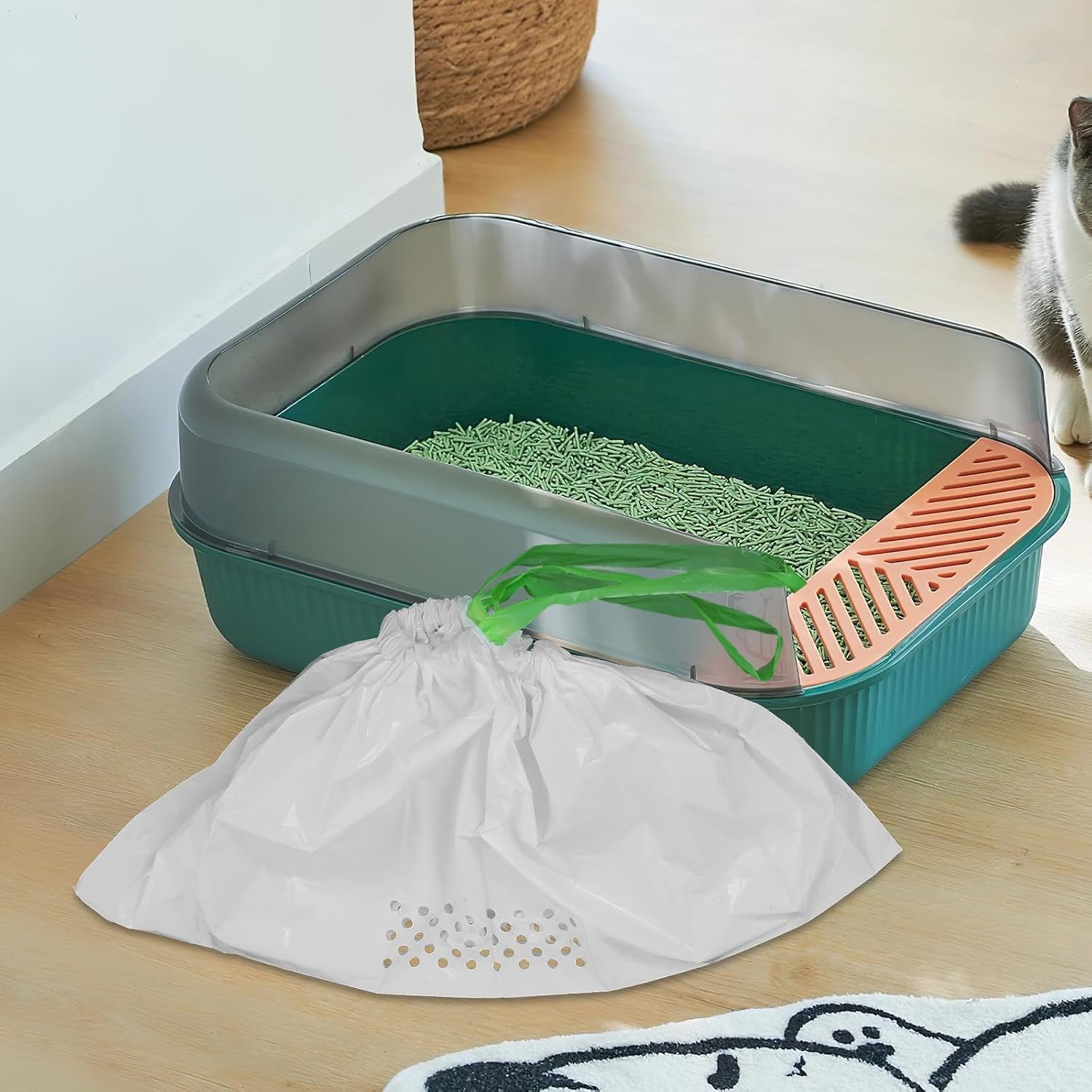 Iplusmile Pack of 7 Pet Cat Litter Filter Bags for Dogs Cat Litter Bag Liner Disposable Bin Bags Litter Tray Bag Cat Waste Bag Cat Litter Filter Bag image number 3