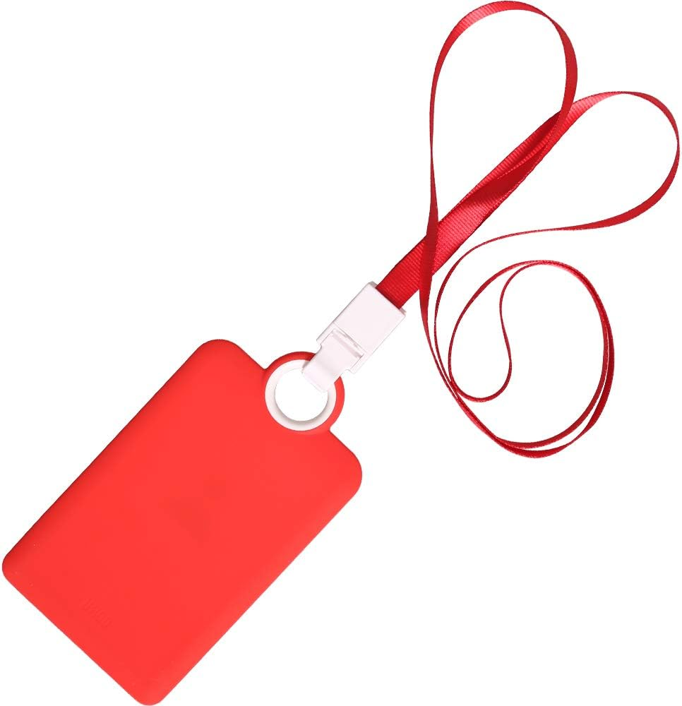 Badge Holder Silicone Horizontal ID Badge Card Holder with Lanyard Neck Strap Heavy Duty ID Card Business Card Offices Supplies Vertical &hellip; image number 2
