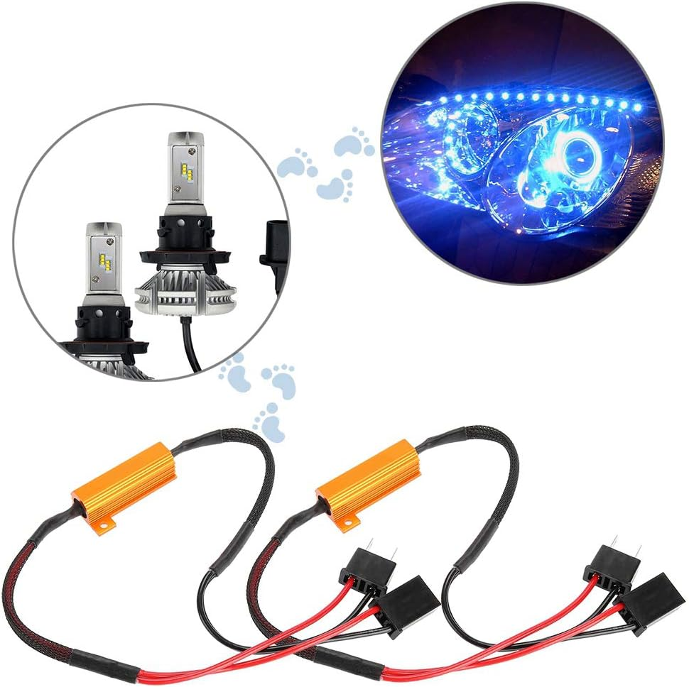 Load Resistor, 2Pcs Car LED Decoders 12V 50W No Error LED Bulb Load Resistor Wiring for H7 Headlight Turn Signal Blink anti Hyper Flash image number 5