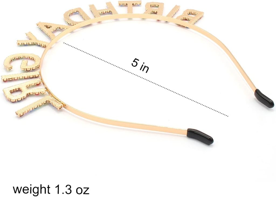 AOPRIE Birthday Girl Headband Birthday Tiara for Women Girls Happy Birthday Princess Crown Rhinestone Happy Birthday Accessories, Gold Colorful image number 2