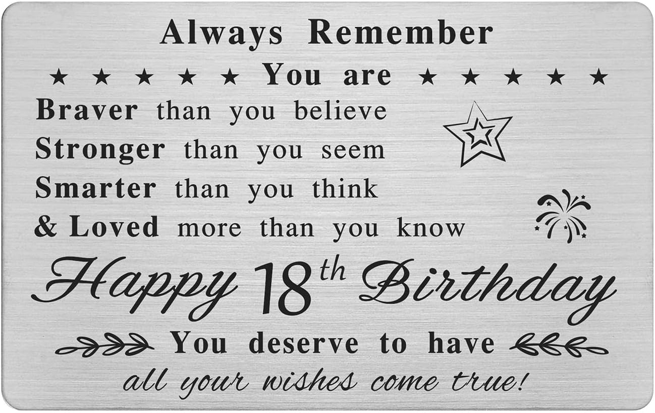 Happy 18Th Birthday Card - You Are Loved More than You Know - 18 Year Old Birthday Gifts for Boy Girl, for Him Her, Personalised Engraved Wallet Card image number 1