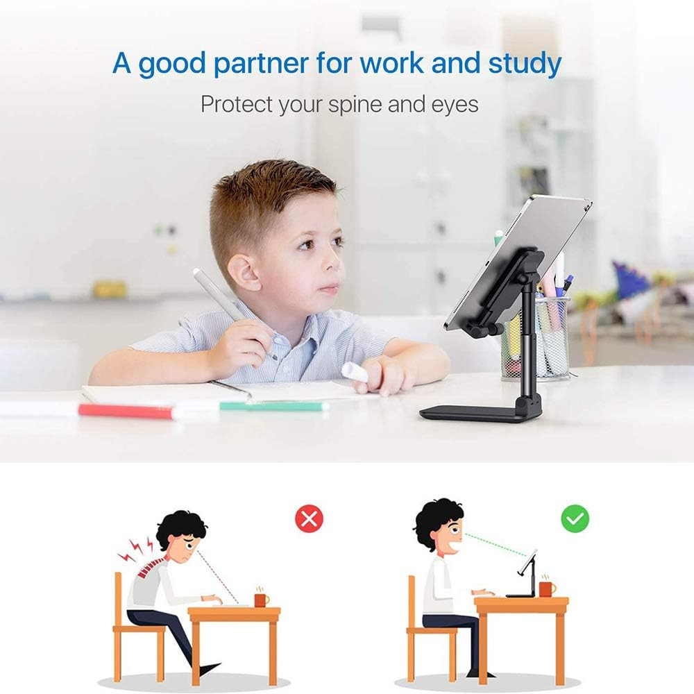 Adjustable Cell Phone Stand Phone Dock Cradle Holder Foldable Adjustable Height Angle for All Phones Tablets with Anti-Slip Base (Navy Blue) image number 5