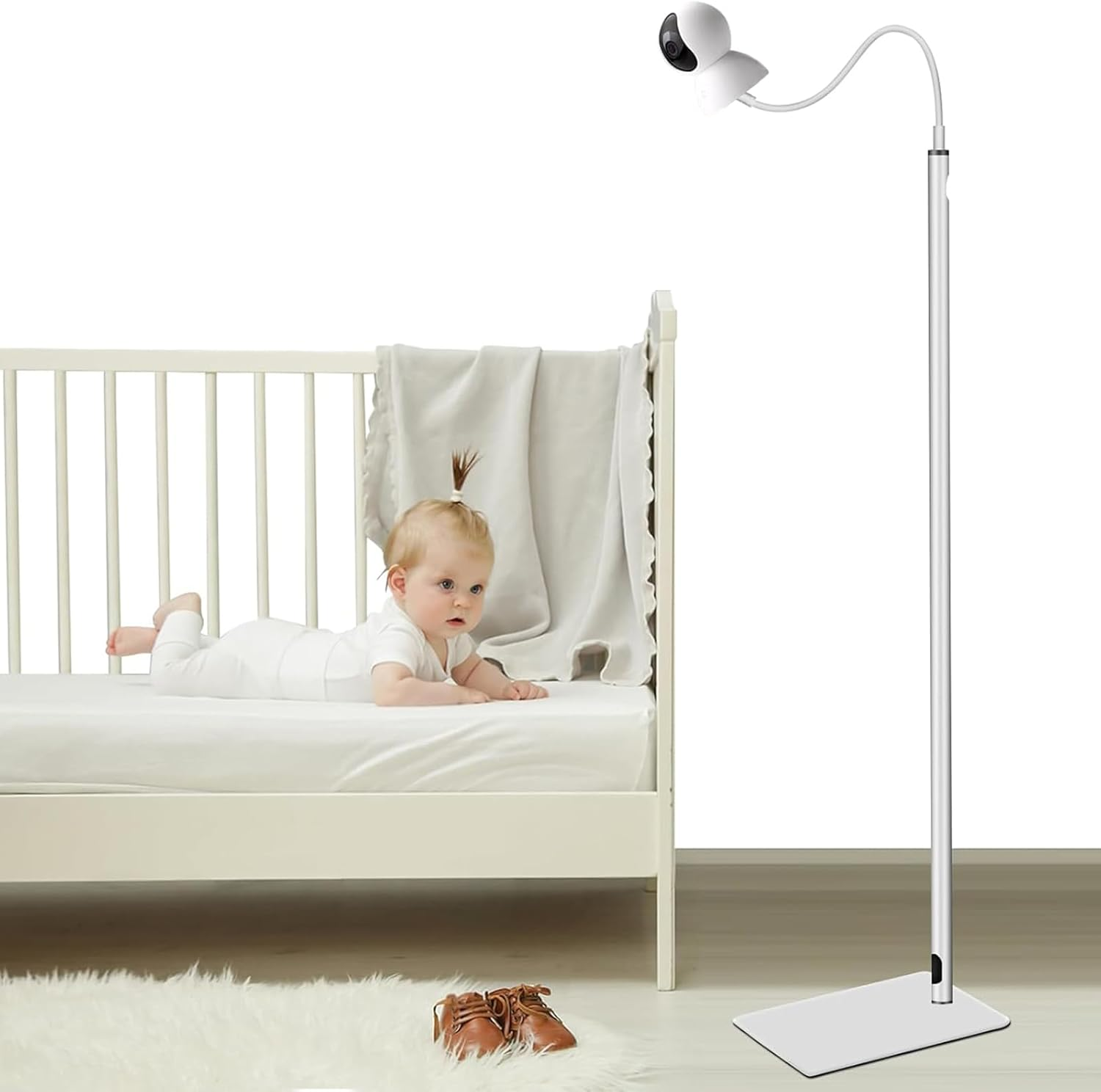 Adjustable Baby Monitor Floor Stand &ndash; Universal 1/4 Screw Mount with Safety Clamp, Height-Adjustable Holder for Nursery, Crib & Playpen (Secure, Portable, Cable Management) image number 2