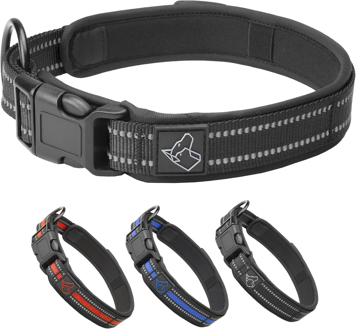 Ticktrick Dog Collar with Integrated Tick Tape Holder - Training Collar for Dogs Made of Durable Nylon - Reflective - S-XL - Black, Red, Blue - for Small & Large Dogs (Black, XL) image number 2