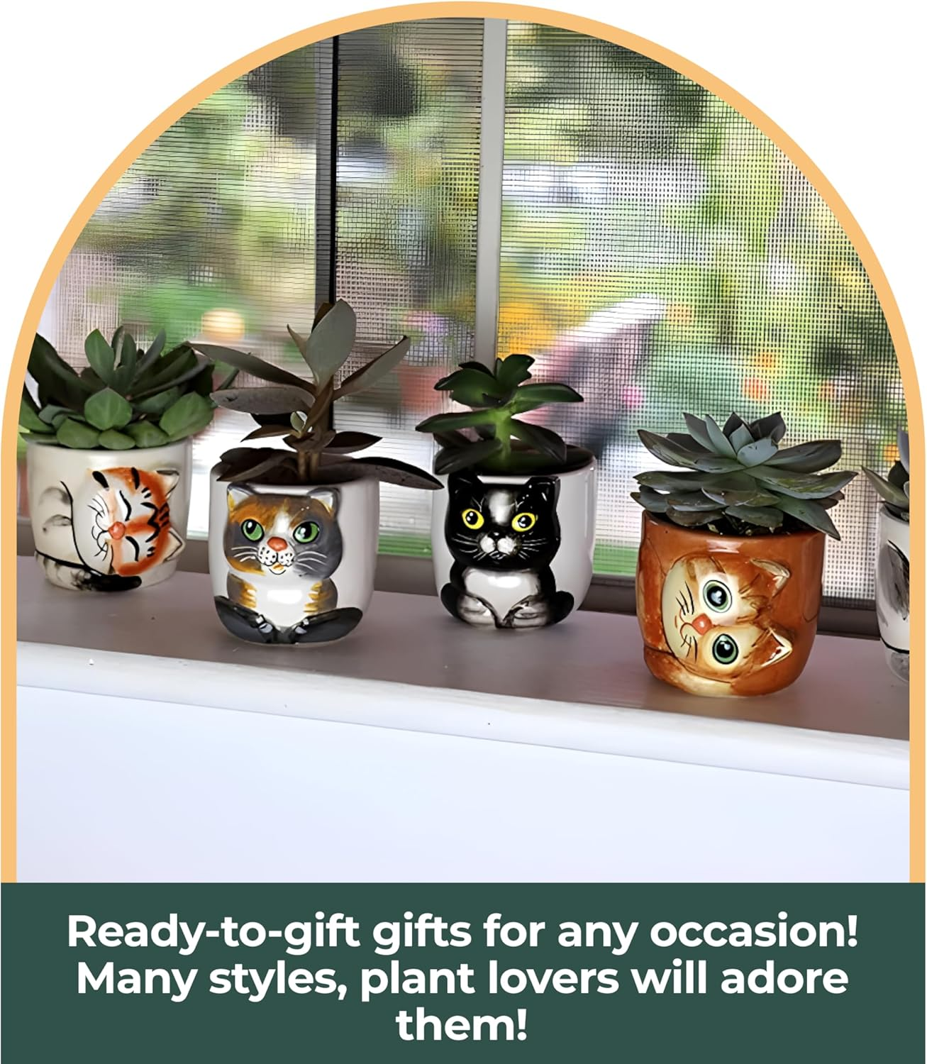 Window Garden Cute Cat Planter Pot - 6 Mini 3" Succulent Kitty Pots - Cute Flower Pots for Indoor Plants - Cat Decor Vase for Cactus, Herb image number 4