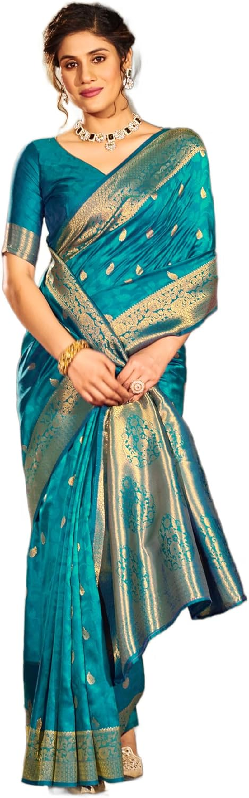SWORNOF Womens Kanjivaram Banarasi Silk Saree Patola Saree