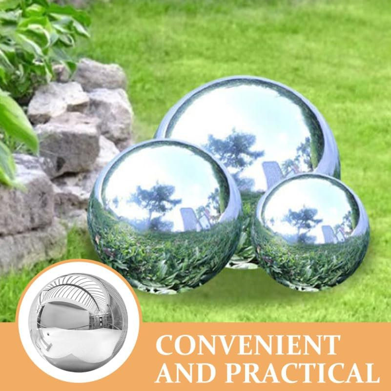 Gazing Balls, 150Mm Stainless Steel Mirror Polished Hollow Balls Reflective Ball Garden Gazing Mirror Globes for Pond Outdoor Swimming Pool Decoration image number 4