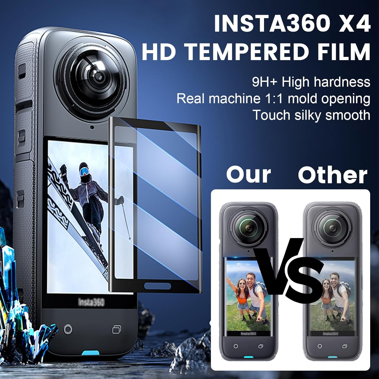 VJUYSW 2 Pack Insta 36O X4 Screen Protector Tempered Insta36O X4 Screen Protector Camera Accessories Anti-Scratch Anti-Fingerprint Bubble Free image number 3