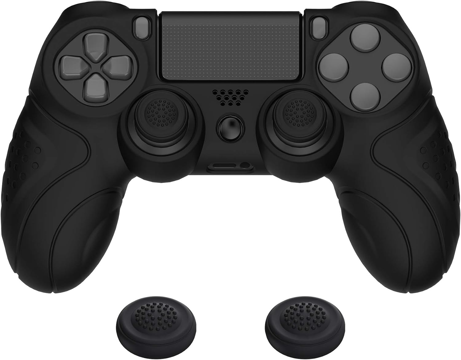 Playvital Guardian Edition Passion Red Ergonomic Soft Anti-Slip Controller Silicone Case Cover for Ps4, Rubber Protector with Black Joystick Caps for Ps4 Slim/For Ps4 Pro Controller