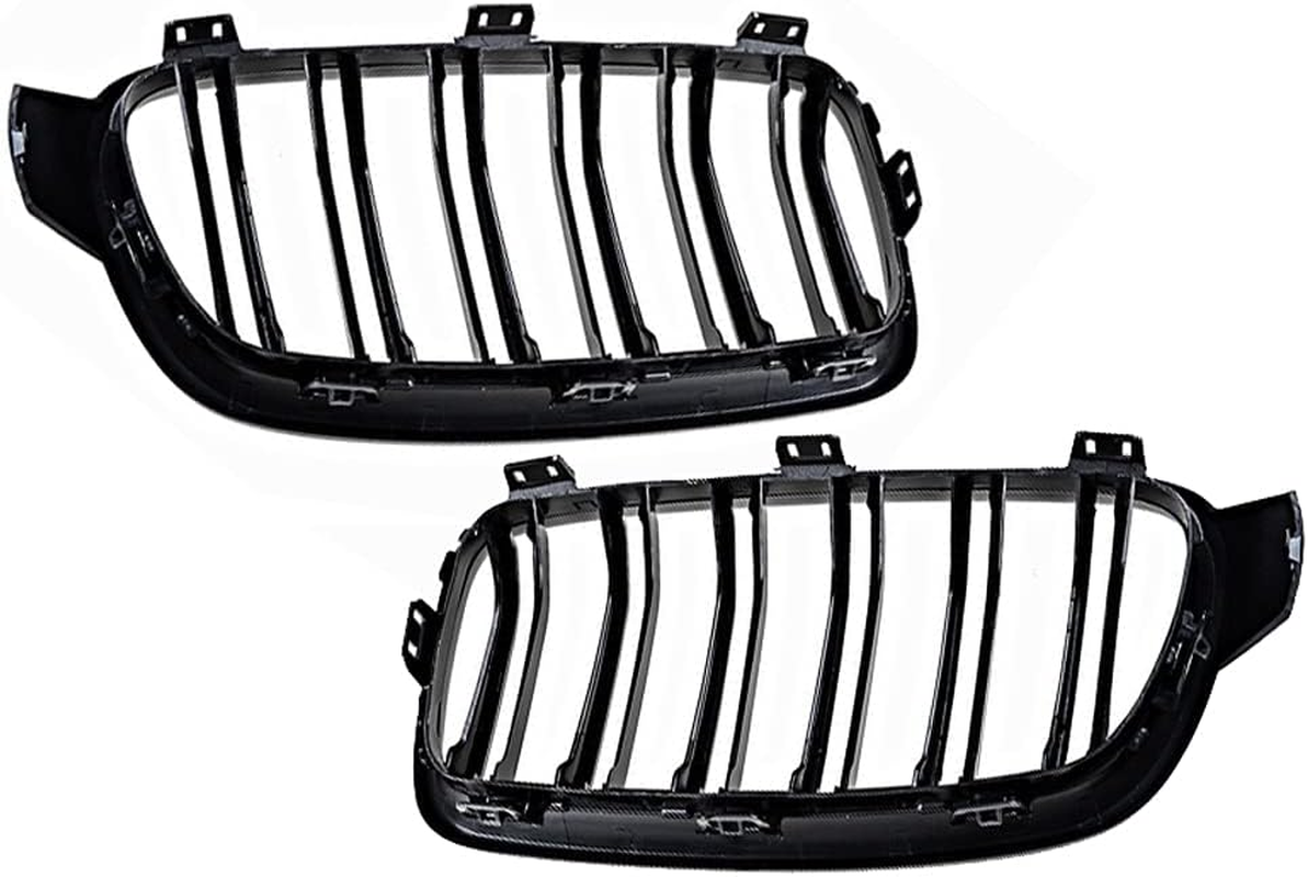Ricoy Gloss Black Grill Compatible with BMW F30 F31 2012 2013 2014 2015 2016 2017 2018 3 Series Xdrive Double Slat Front Kidney Bumper Grille Grill image number 2