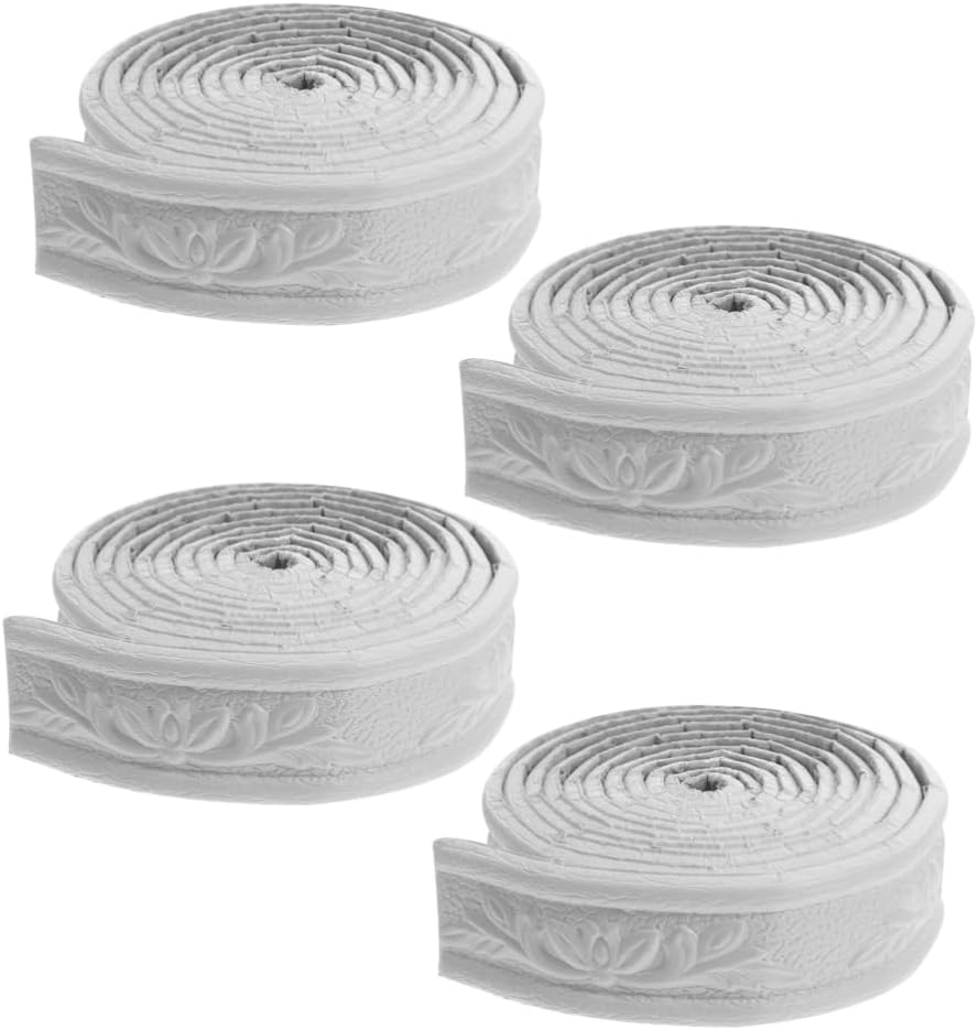 UKCOCO Peel and Stick Wall Molding : Crown Molding Peel and Stick Self-Adhesive Flexible Wall Trim for Mirror Frame Cabinet Border, 230X4X0.5Cm, 4 Rolls