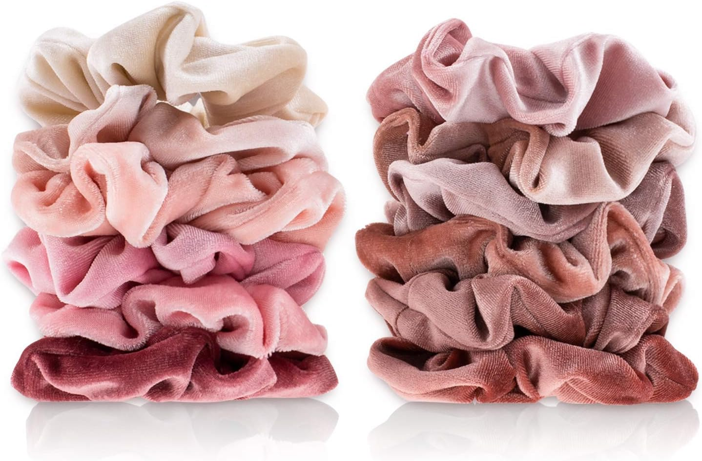 Whaline 12 Pieces Blush Theme Hair Scrunchies Velvet Elastics Pink Lovers Scrunchy Bobbles Soft Hair Bands Hair Ties Hair Accessories for Women or Girls (12 Blush) image number 2