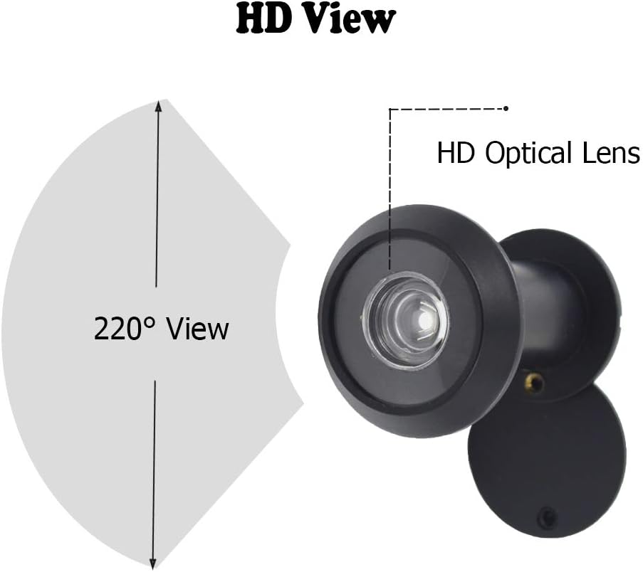 Door Viewer Peephole, Solid Brass 220-Degree Door Viewer with Heavy Duty Rotating Privacy Cover for 1-3/8" to 2-1/6" Doors for Home Office Hotel (Black) - Black image number 6