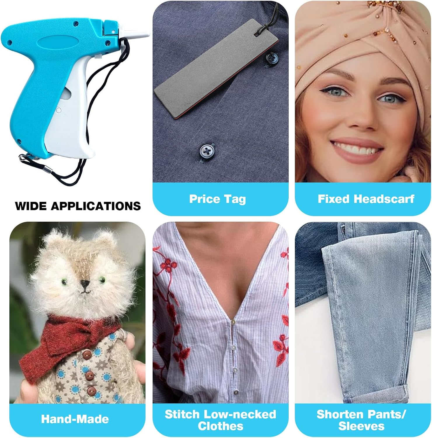 Pacify Tagging Gun for Clothing, Stitch Tag Gun for Clothes with 10000 Micro Fasteners & 6 Needles, Quick Fixer Stitchy Microstitch Gun Fine Stitch Tool (B) - A image number 6