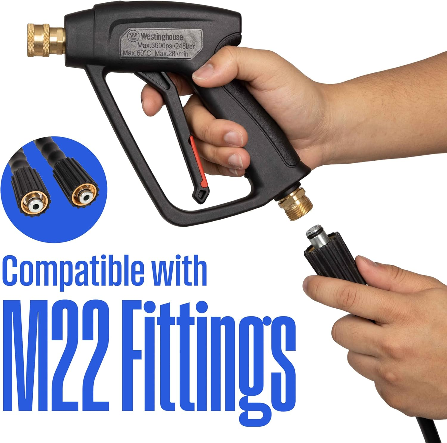 Westinghouse Outdoor Power Equipment PWSG Short Pressure Washer Gun 3600 PSI, M22 Connector, Black image number 6