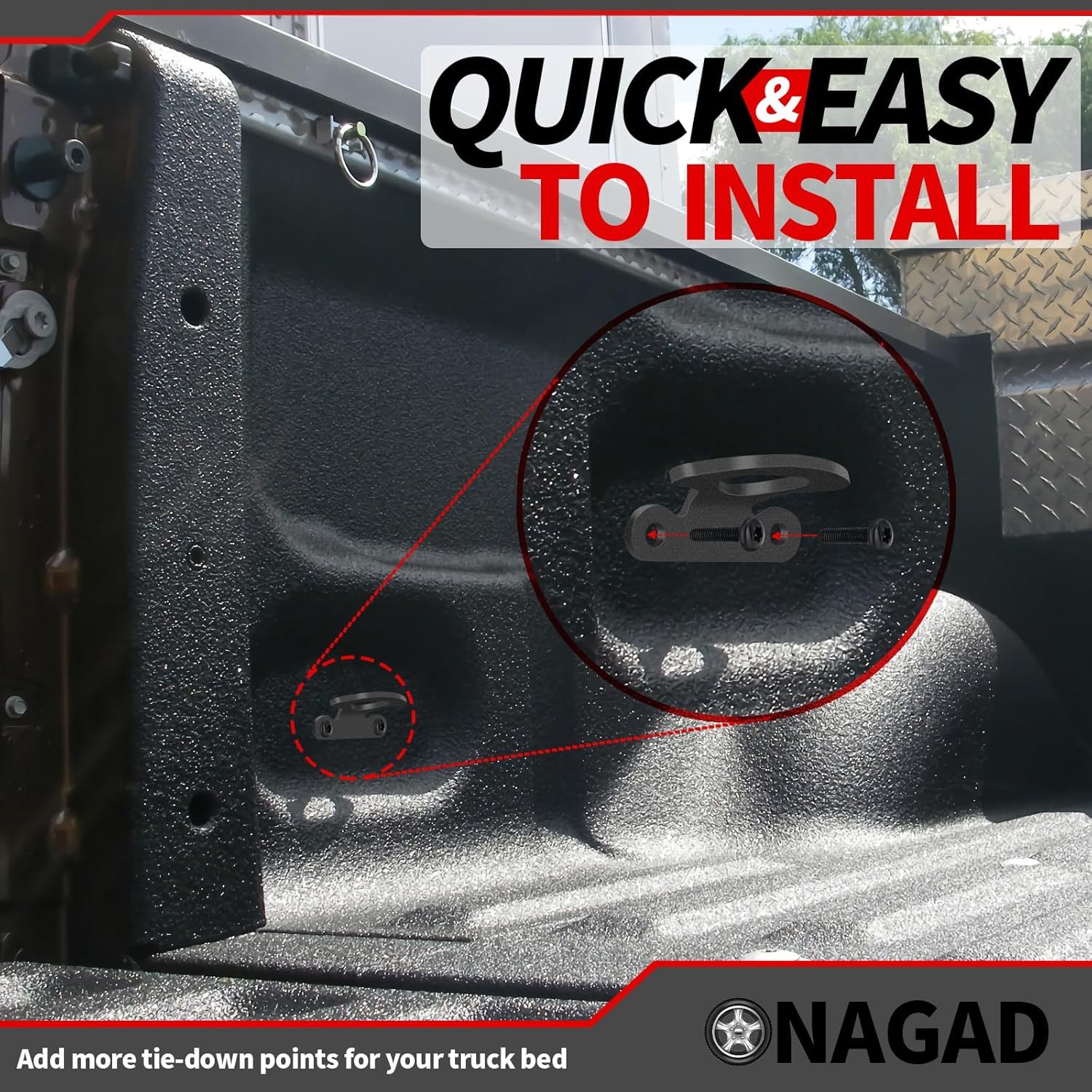 Tie down Anchors 6 Pack for 2000-2017 Ford F150 Truck Bed Tie down Anchors with Black Powder Coating | Fits 2004-2017 F-150 Styleside 2001-2010 F 150 Explorer Sport Trac, Inner Bed Tie Downs Hooks image number 1