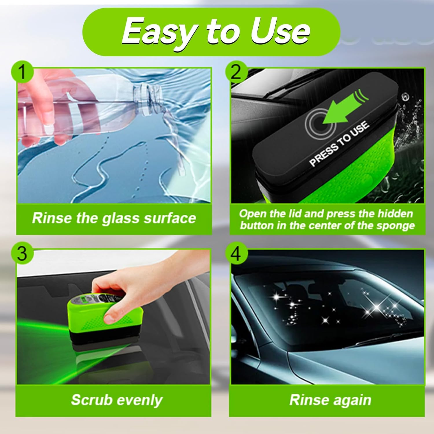 Automotive Oil Film Cleaning Brush, 2025 New 2.0 Green 150Ml Oil Film Wipe, Car Glass Oil Film Cleaner for Windshield, Oil Film Cleaning Brush, Glass Oil Film Remover, Improves Clarity (1Pic) image number 6