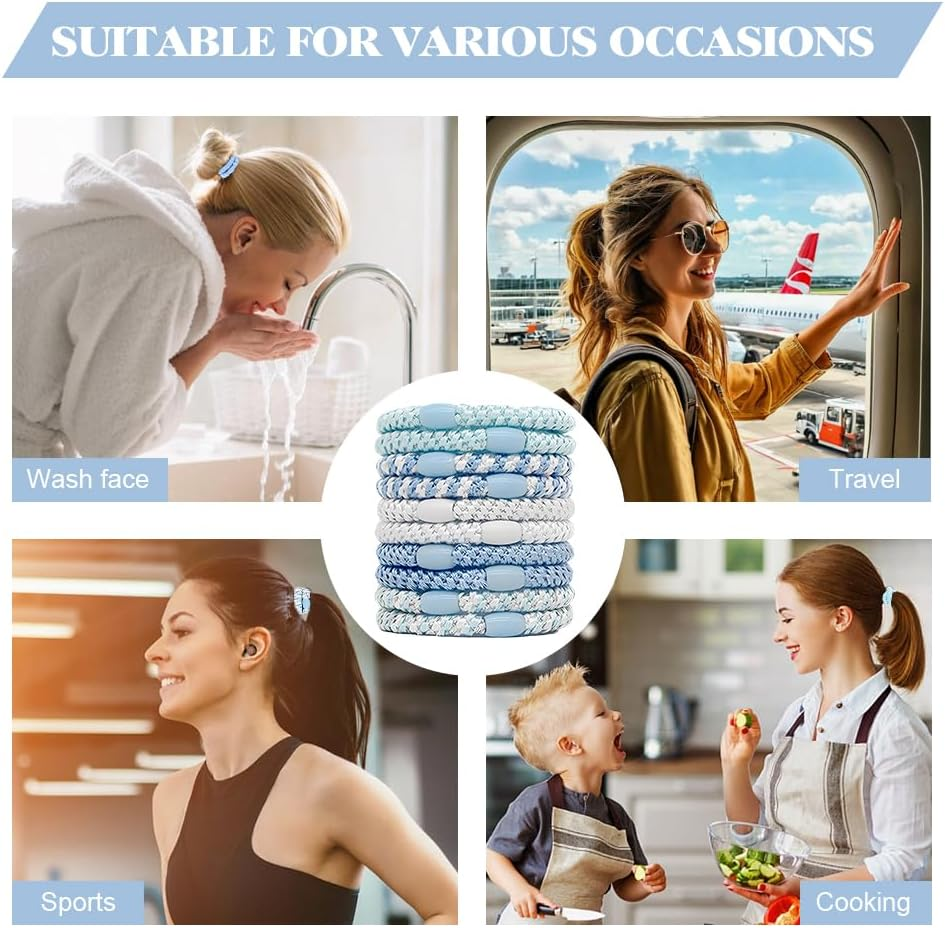 HMCEY Pack of 10 Women'S Hair Bobbles Scrunchies Colourful Tie Hair Elastics Ponytail Holder Hair Bands Multicoloured Suitable for All Hairstyles