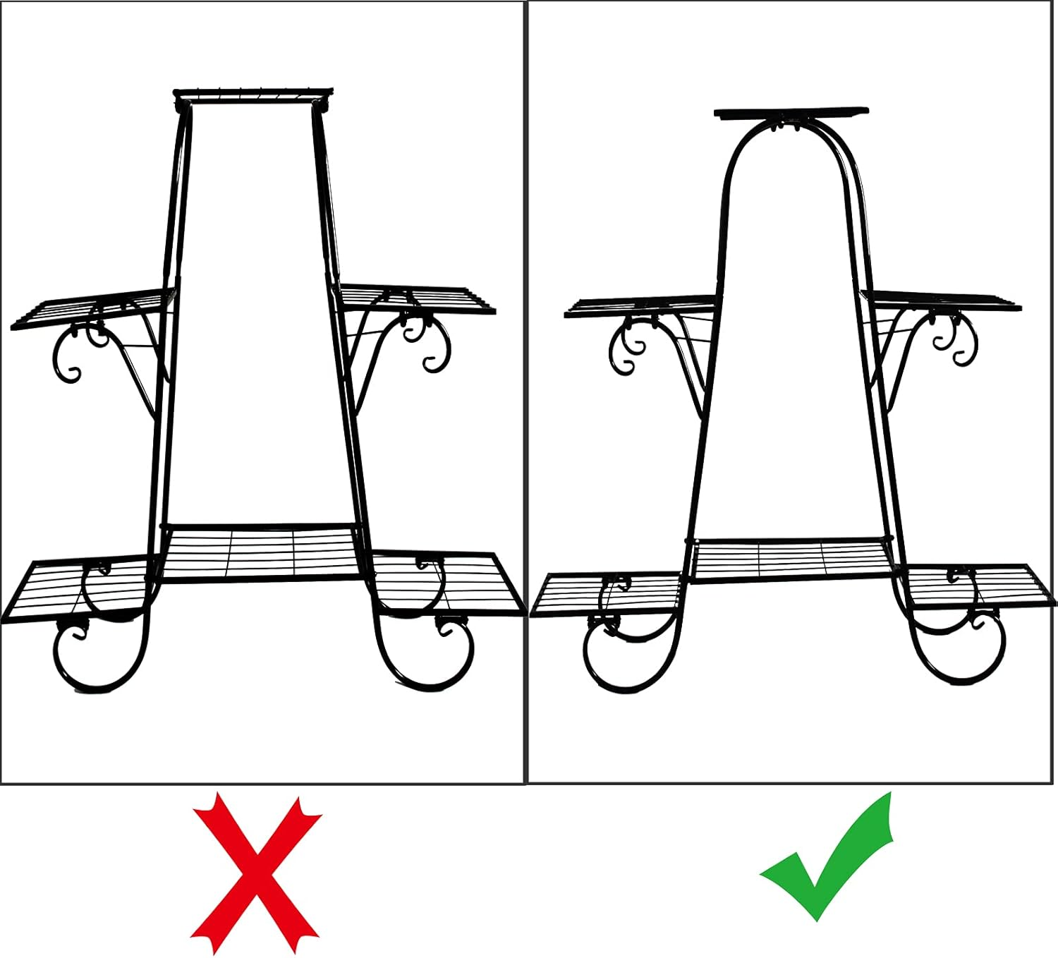 Carolyndesign 6 Tiers Plant Stand for Indoor and Outdoor Metal Plant Storage Shelf Multi-Layer Plant Pot Holder Rack, L31.5 X H29.13 X W8.27''（L80 X H74 X W21Cm) (Black) image number 2